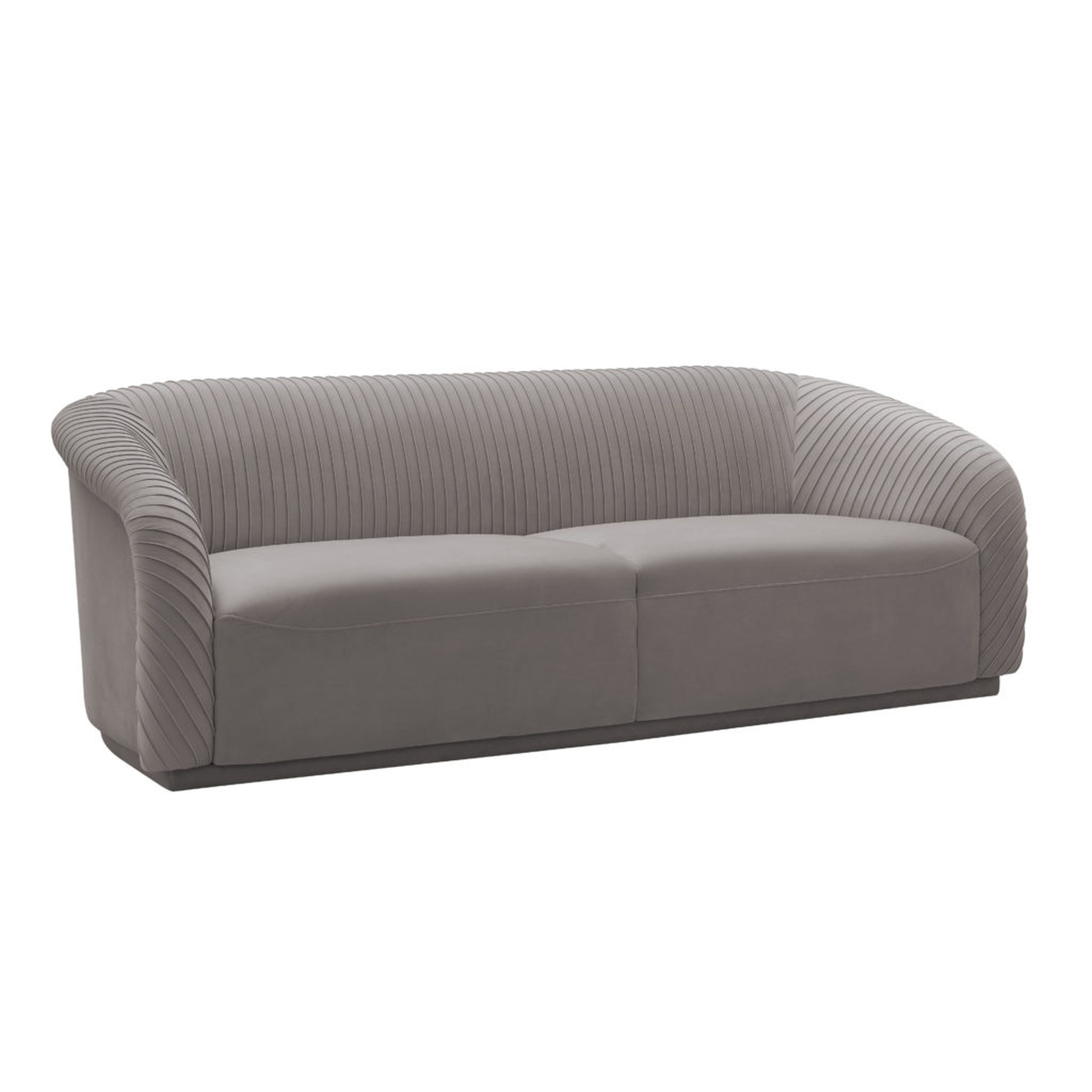 Yara Pleated Grey Velvet Sofa - Maren Home