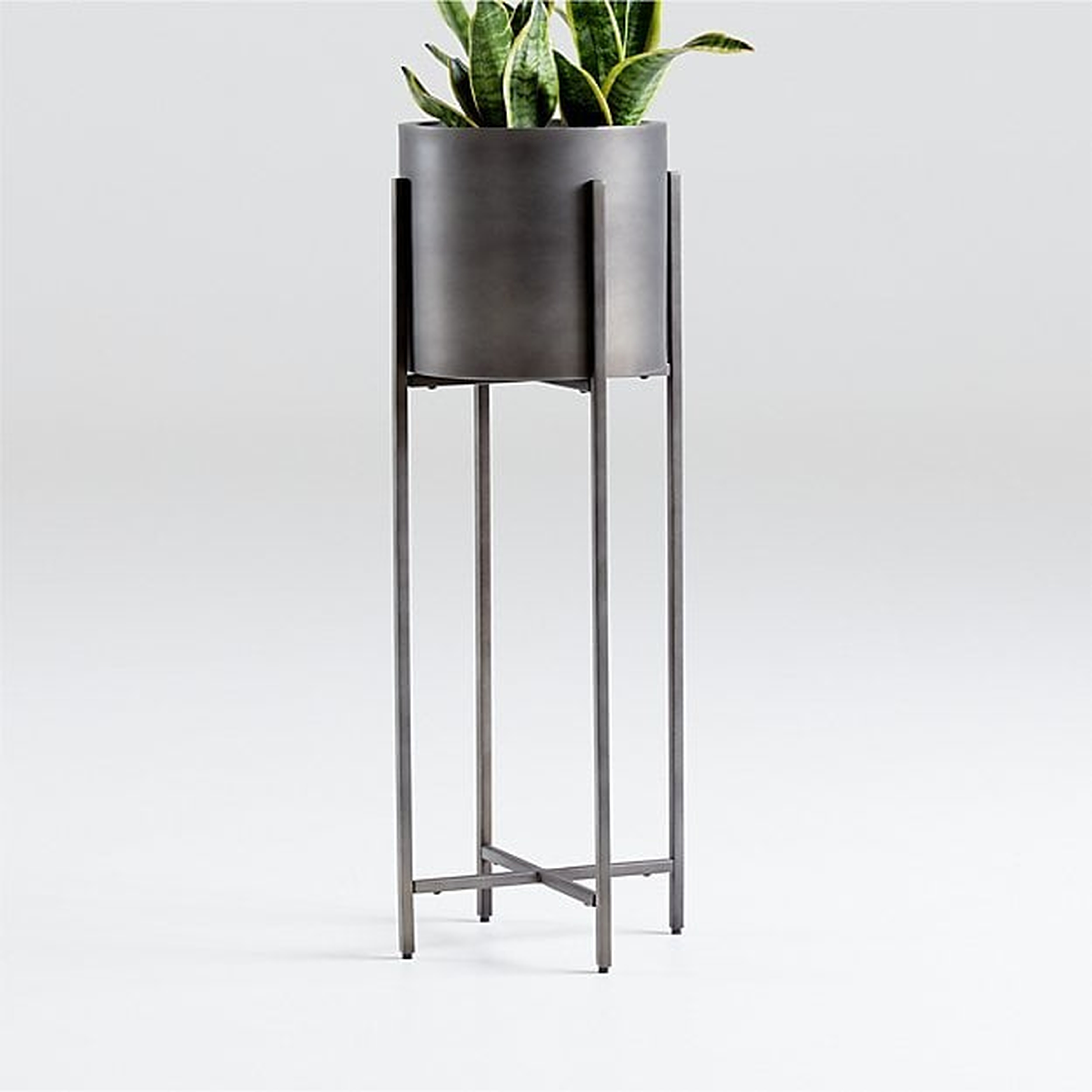 Dundee Bronze Floor Planter with Tall Stand - Crate and Barrel