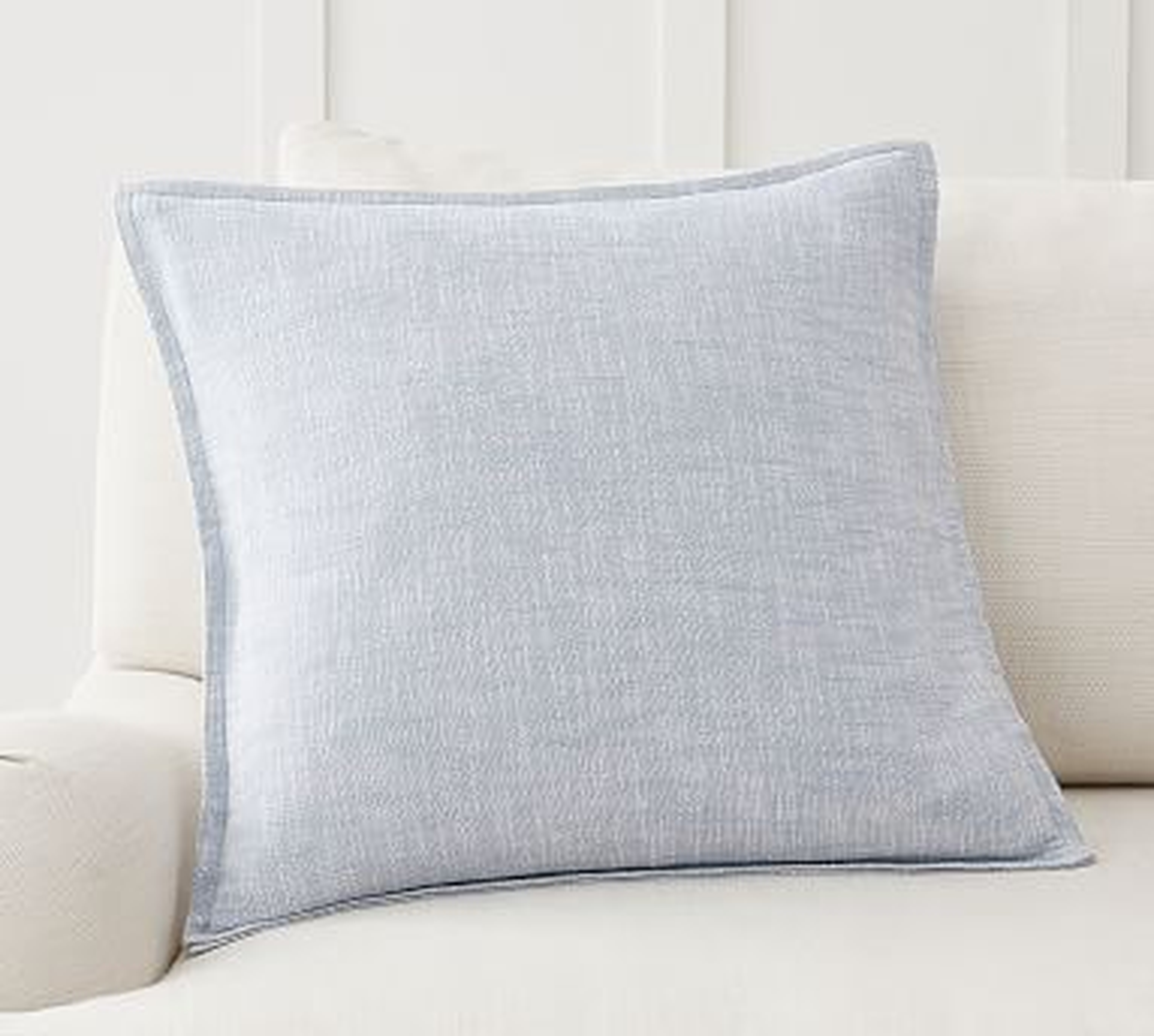 Organic Cotton Casual Reversible Pillow Cover, 20 x 20", Chambray - Pottery Barn