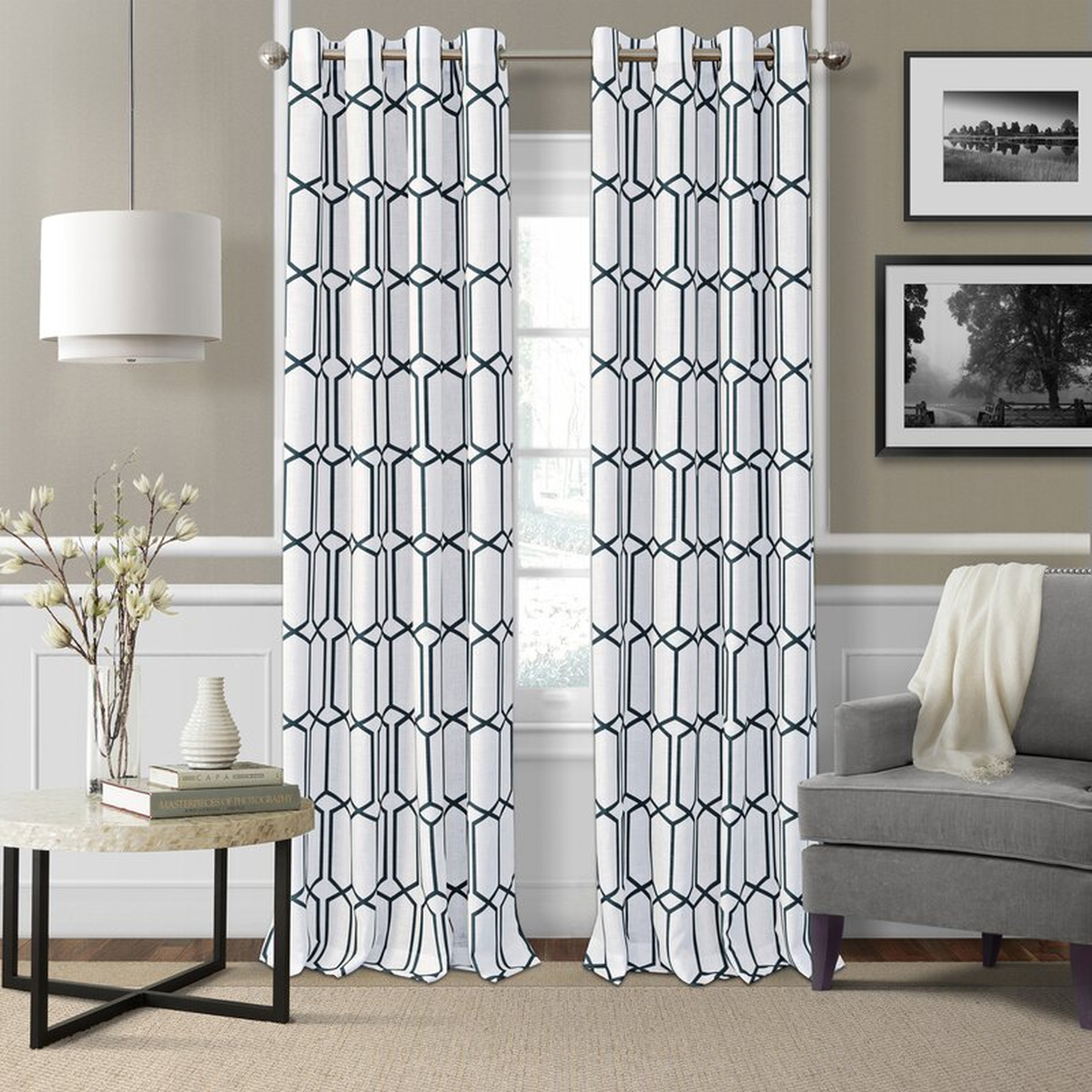 Atwell Geometric Room Darkening Thermal Grommet Single Curtain Panel - Wayfair