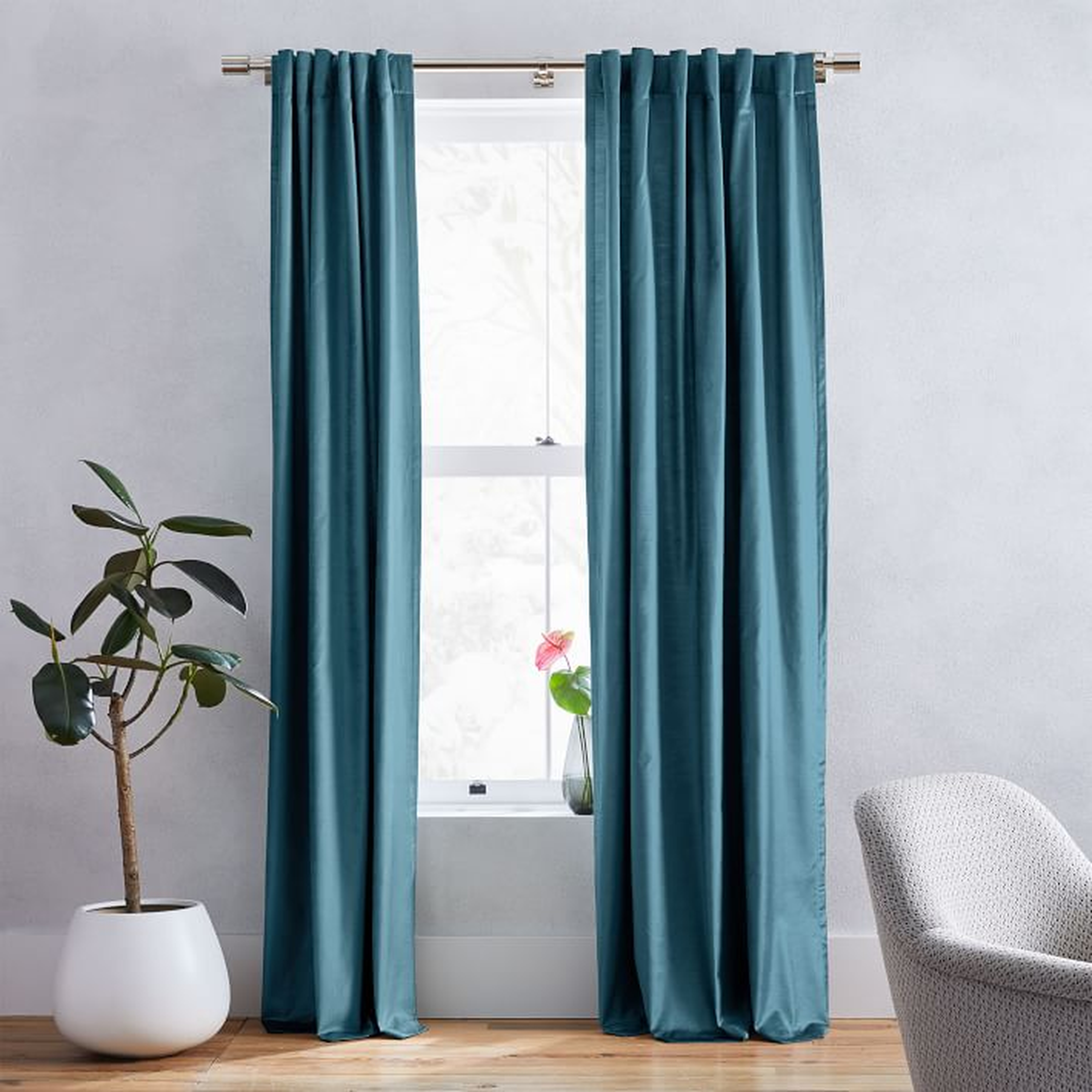 Luster Velvet Curtain, Regal Blue /  48" x 96"  / individual - West Elm