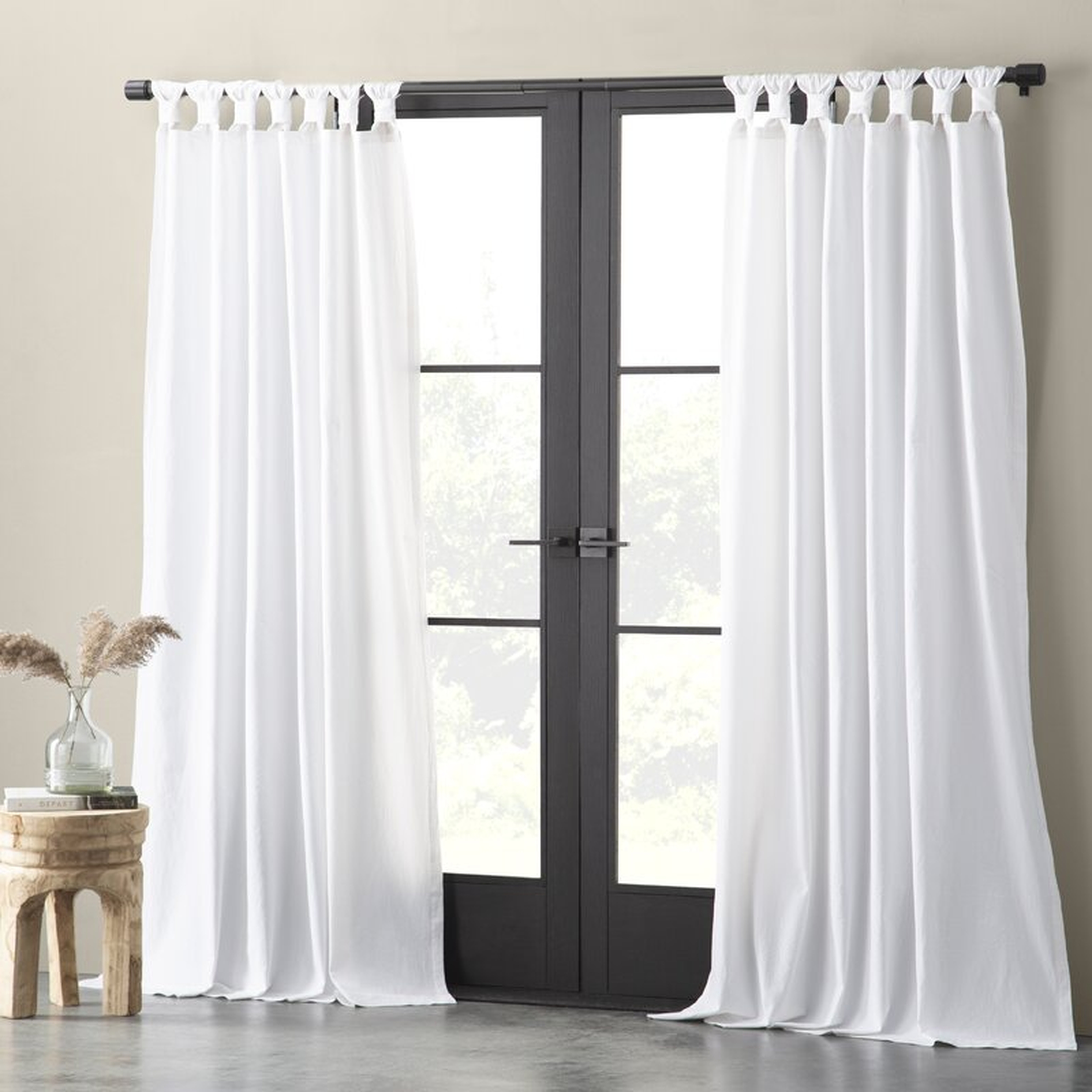 Nolan Washed Cotton Casual Solid Semi-Sheer Tab Top Single Curtain Panel - Wayfair