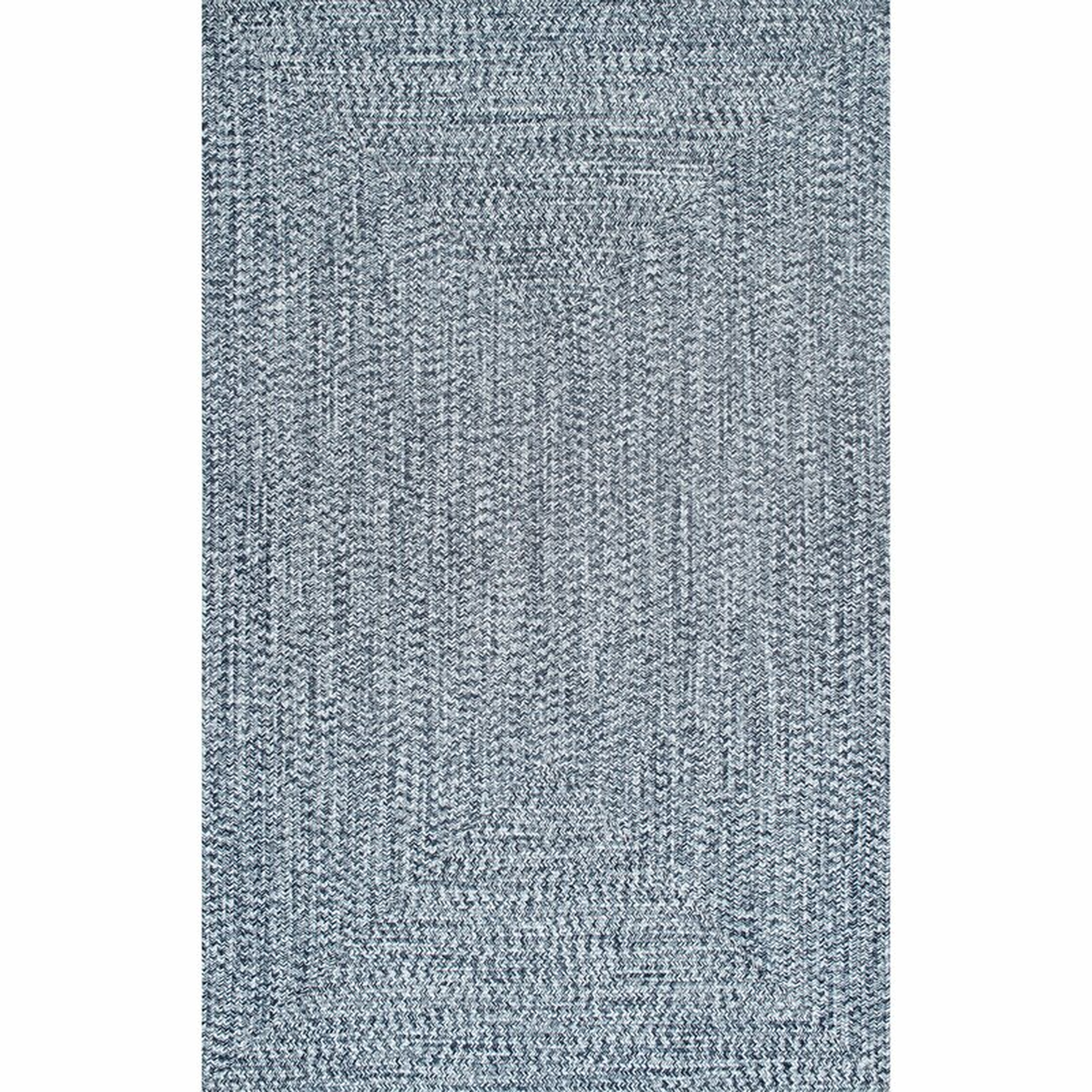 Braided Striped Handmade Medium Blue/Off-White Indoor / Outdoor Area Rug - Wayfair
