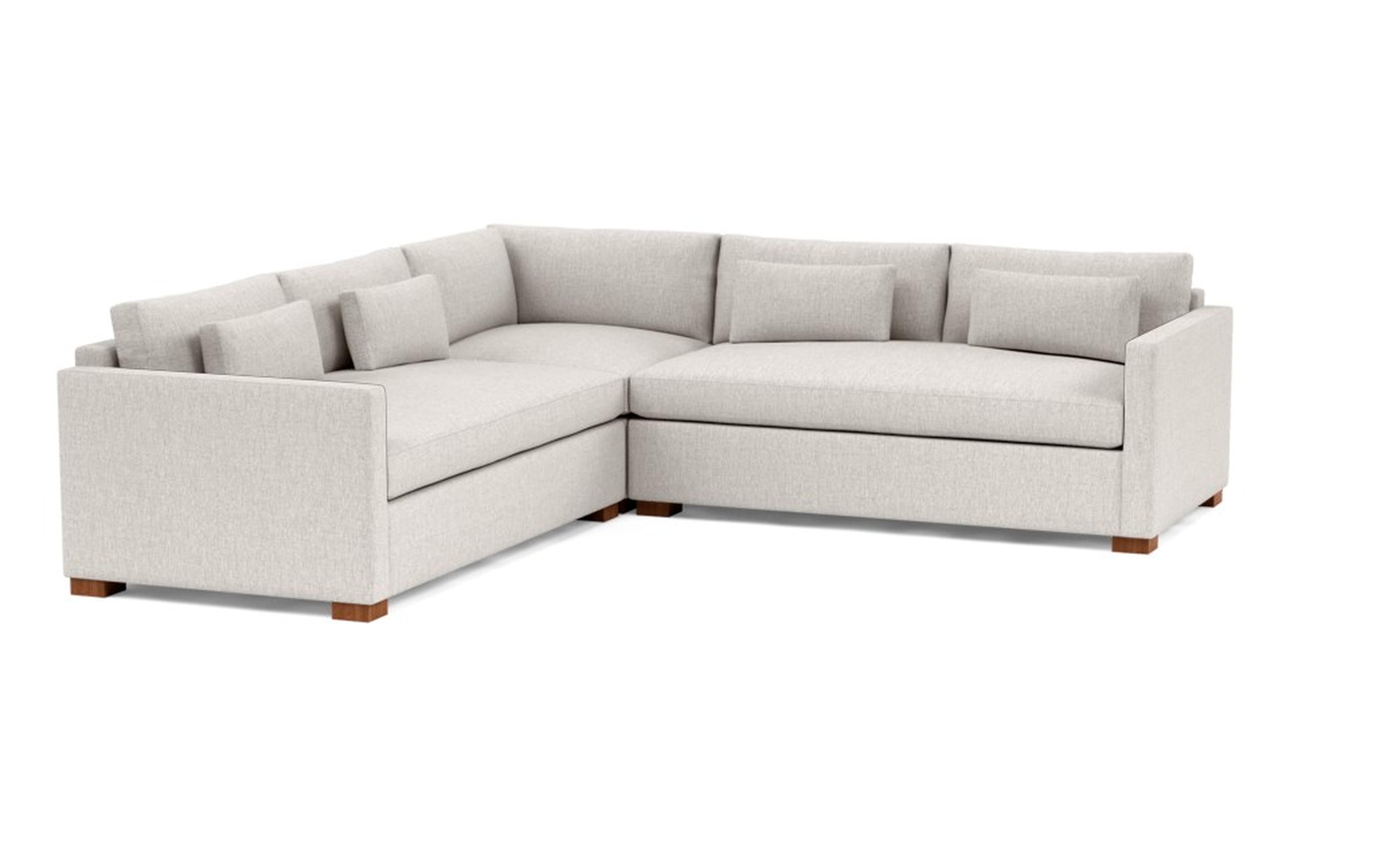 Charly Corner Sectional with Beige Wheat Fabric and Oiled Walnut legs - Interior Define
