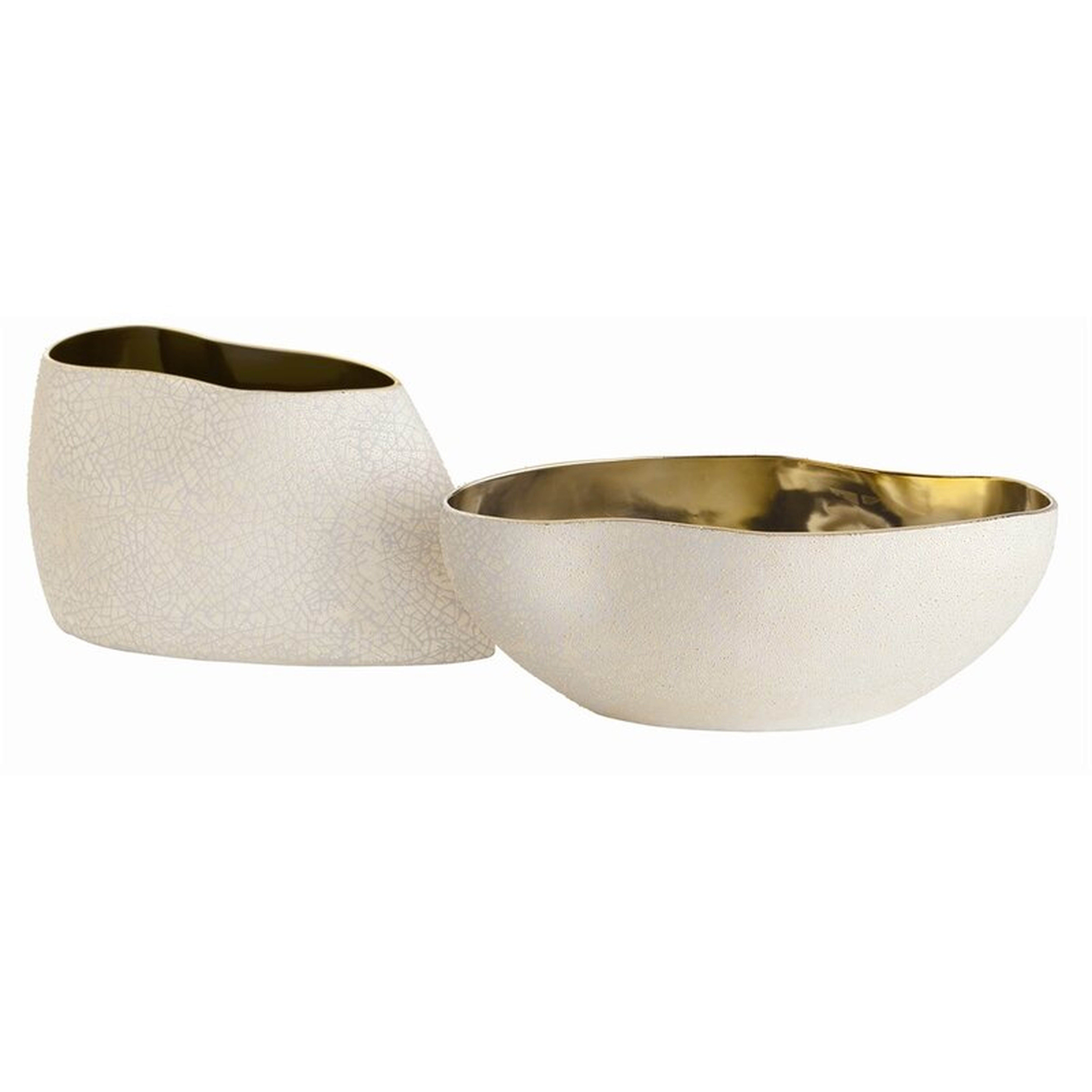 2 Piece Porcelain Abstract Decorative Bowl Set in Ivory/Black/Gold - Perigold