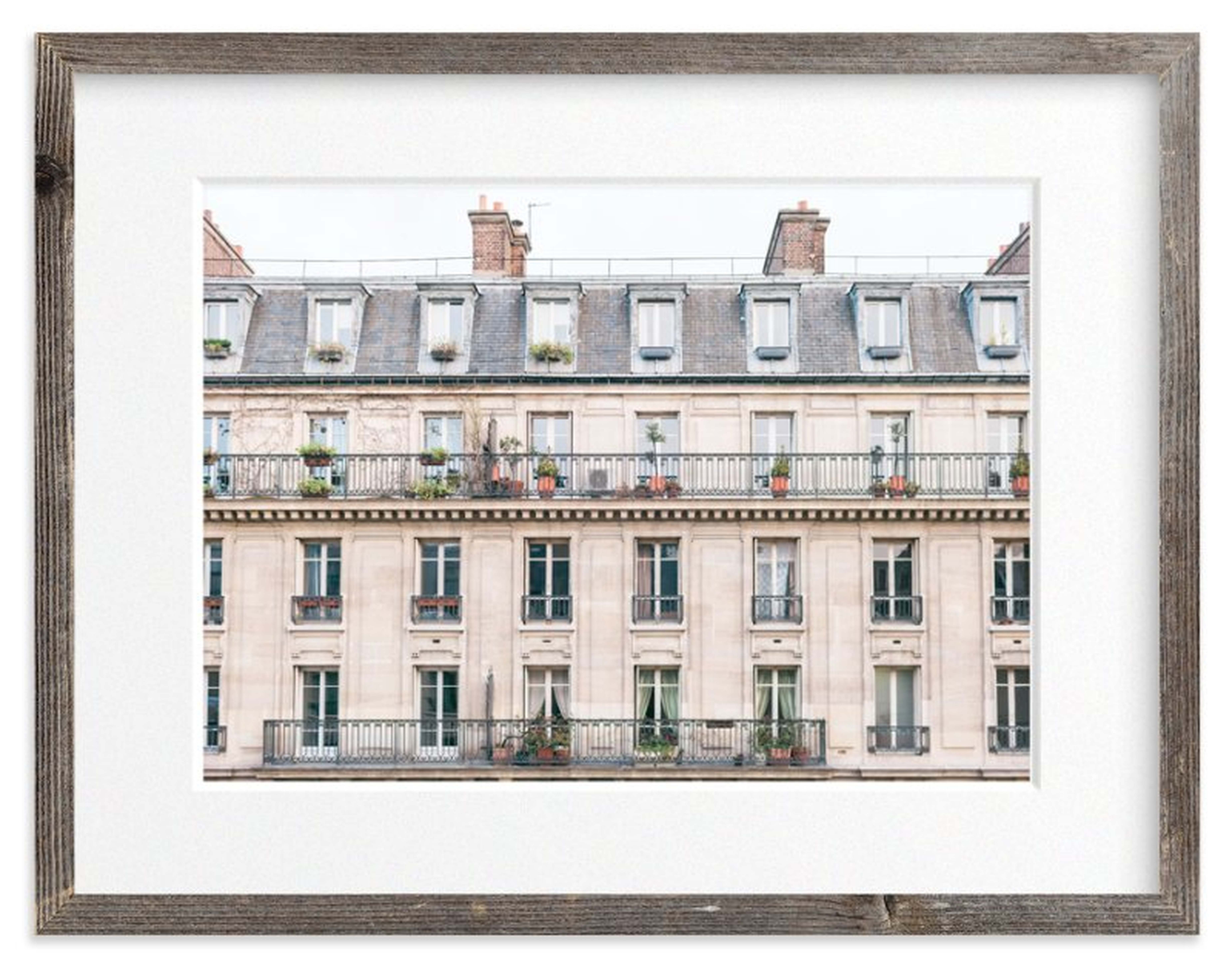 Days in Paris - Crema -54x40 - Barn Wood Frame - Matted - Minted