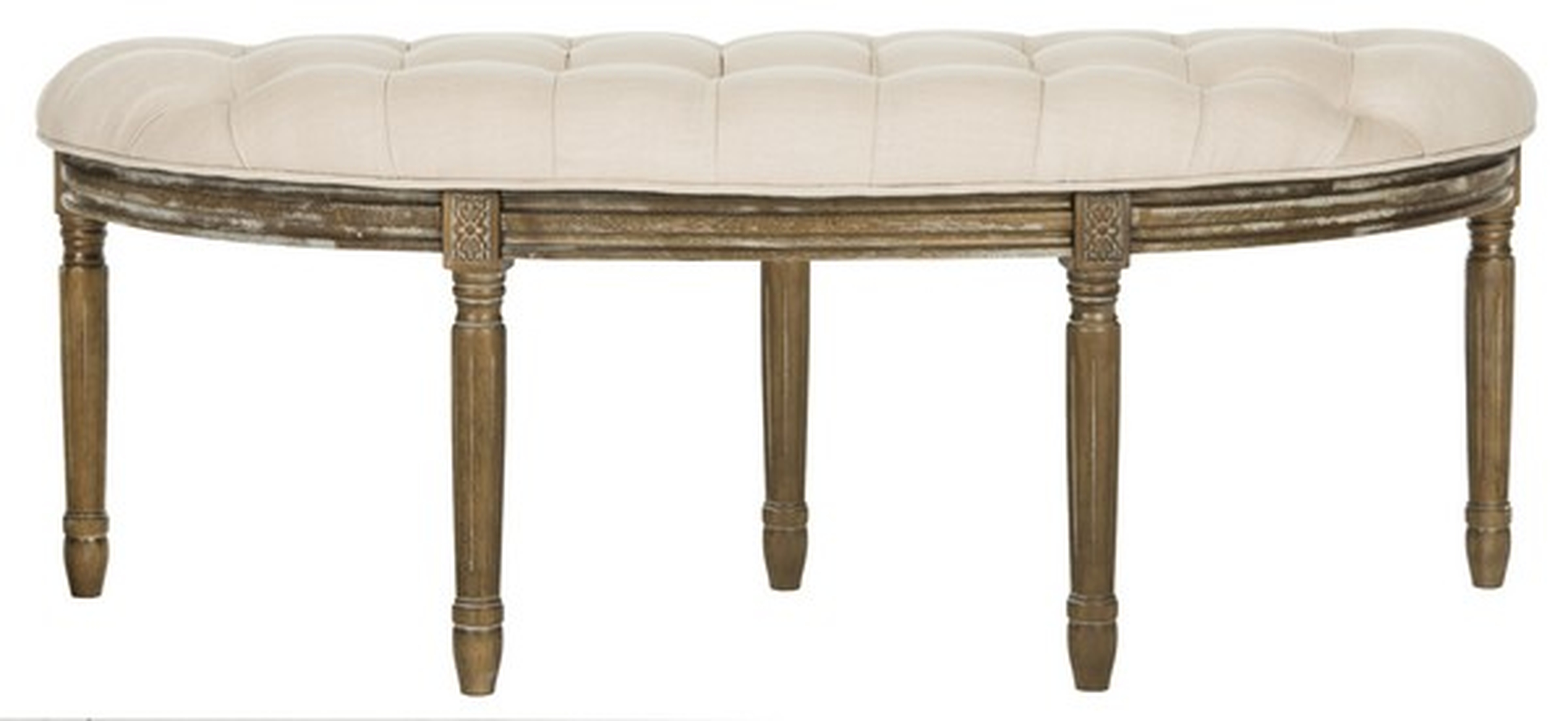 Abilene Tufted Rustic Semi Circle Bench - Beige/Rustic Oak - Safavieh - Safavieh