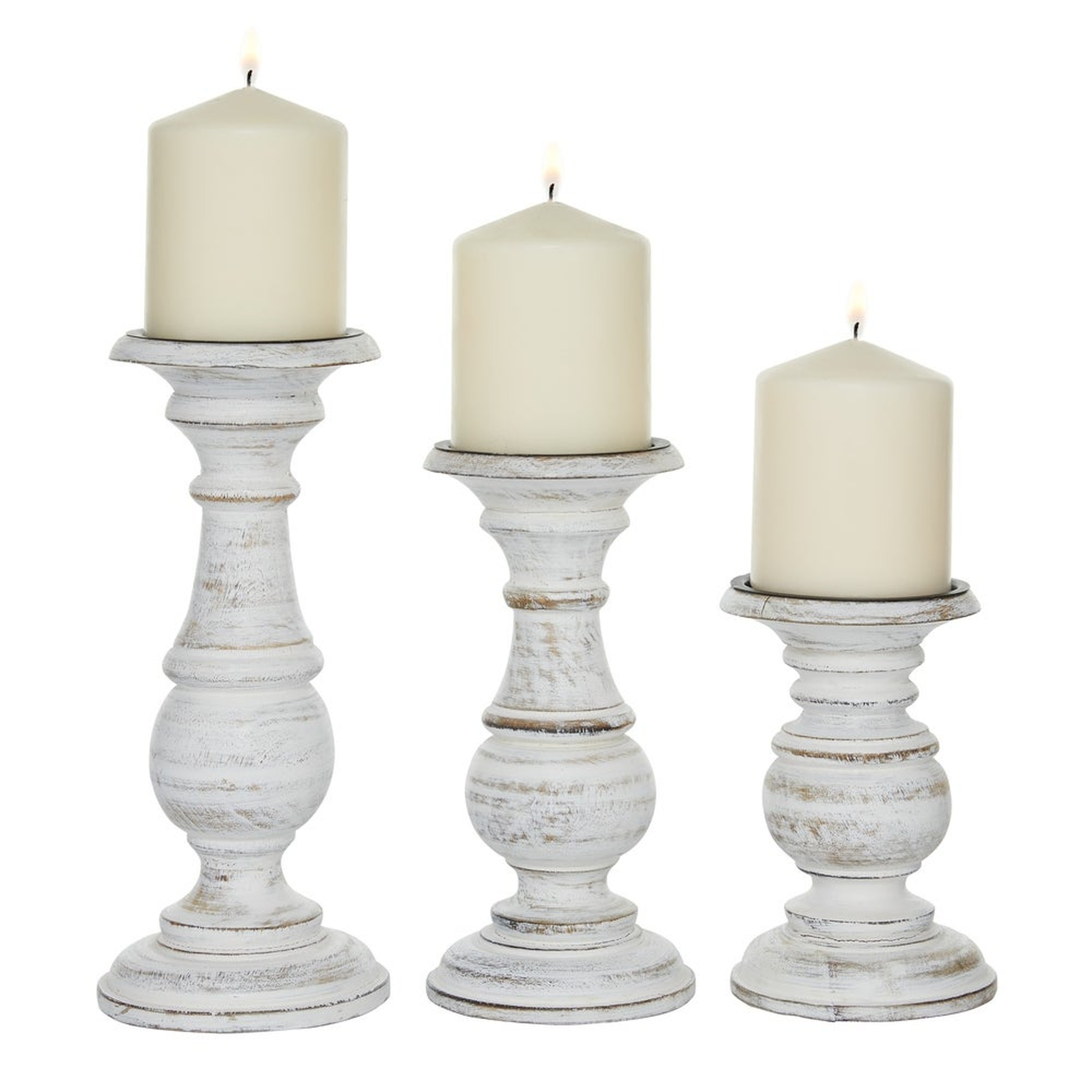 The Gray Barn Crow Haven Distressed White Mango Wood Candleholders (Pack of 3) - Overstock