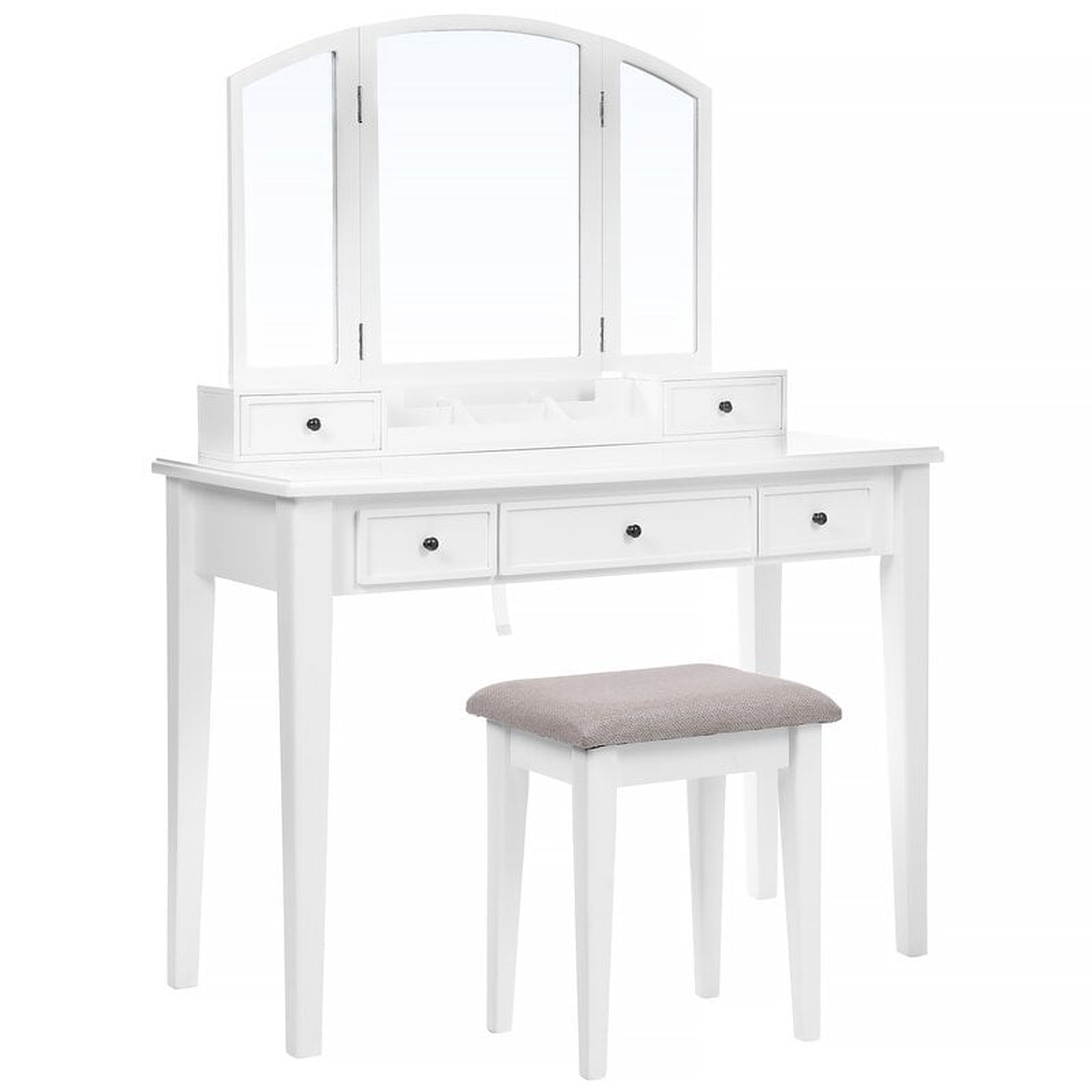 Amtul Vanity Set with Stool and Mirror - Wayfair