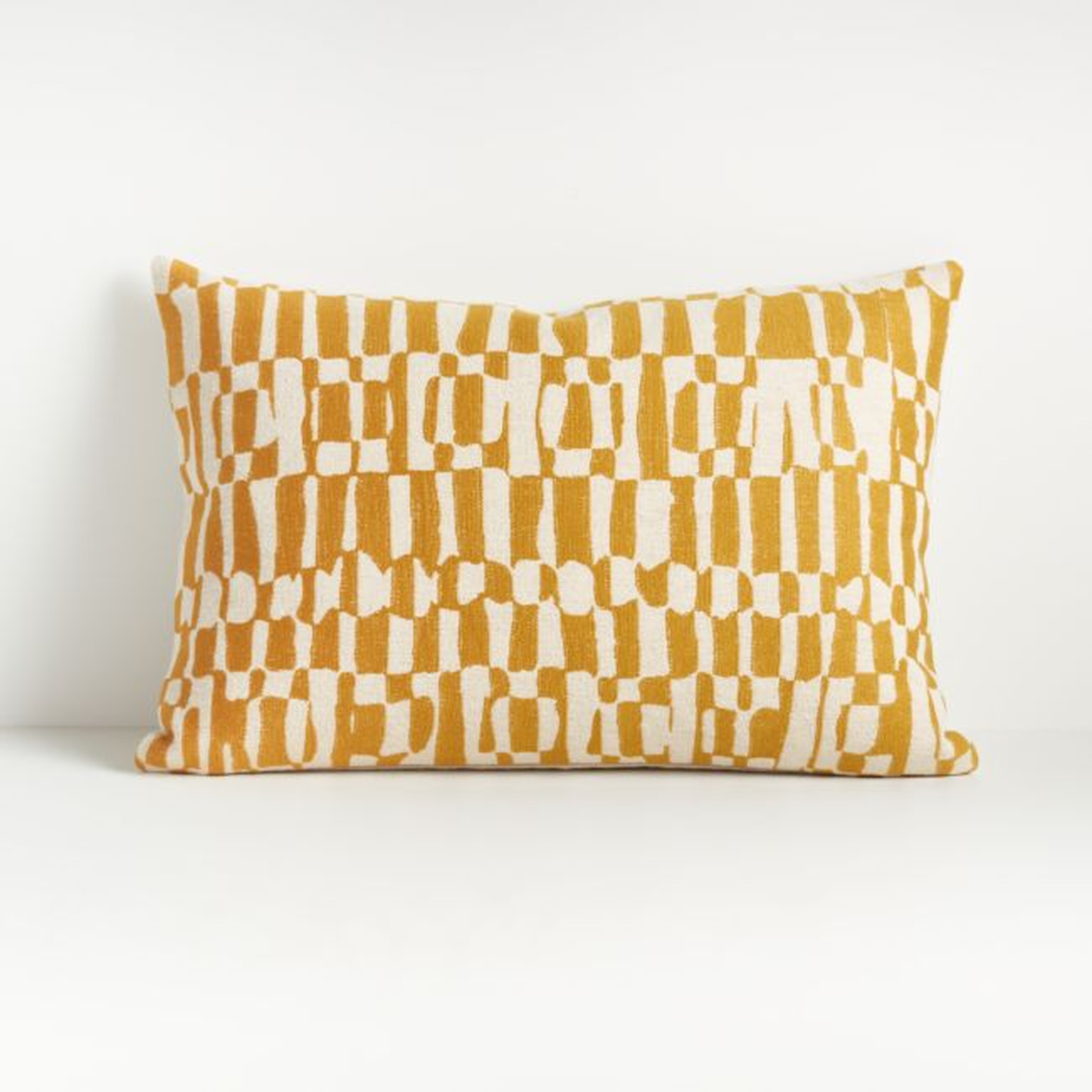 Lyra Yellow and White Pillow 22"x15" - Crate and Barrel
