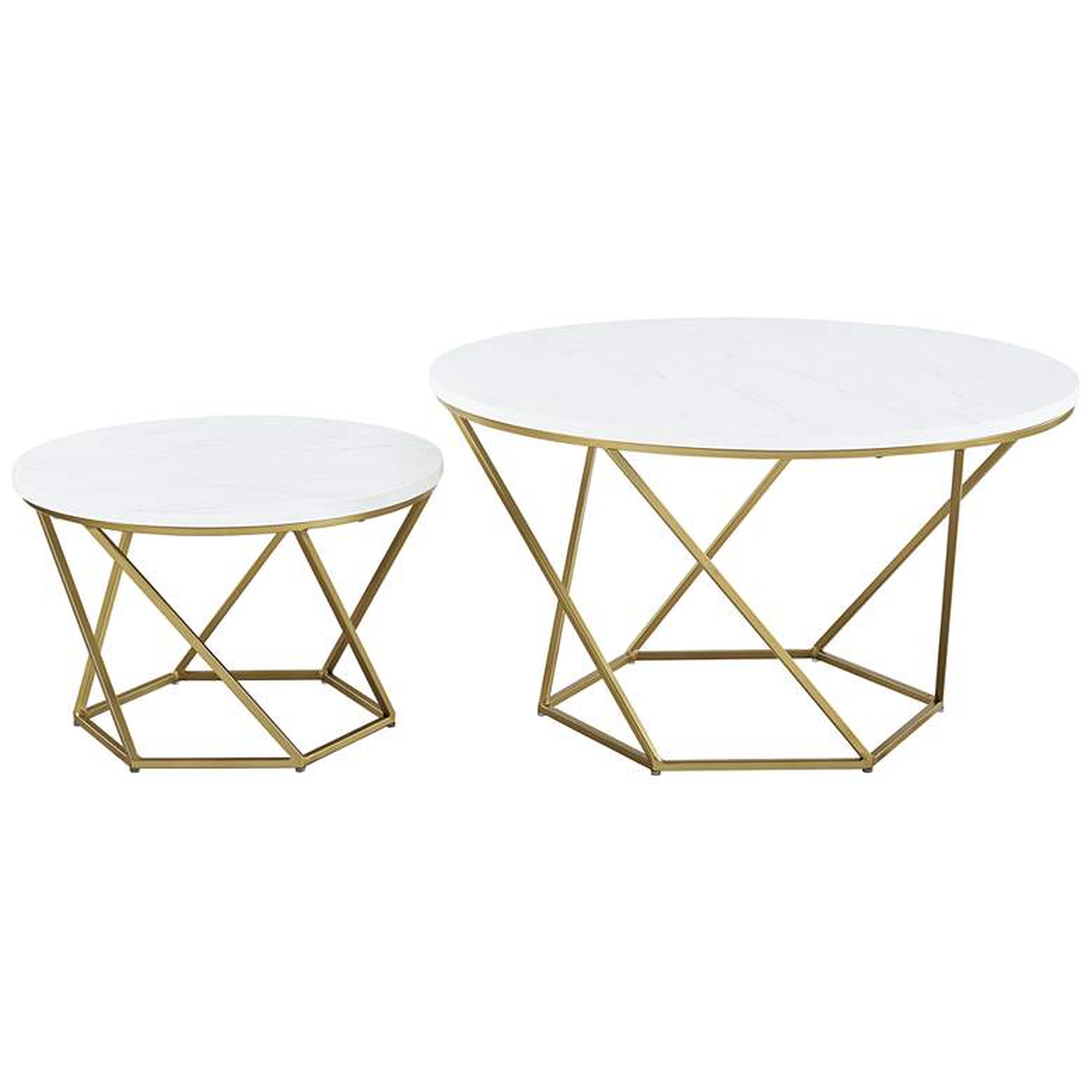 Geometric White Marble Top Nesting Coffee Tables Set of 2 - Style # 64J67 - Lamps Plus