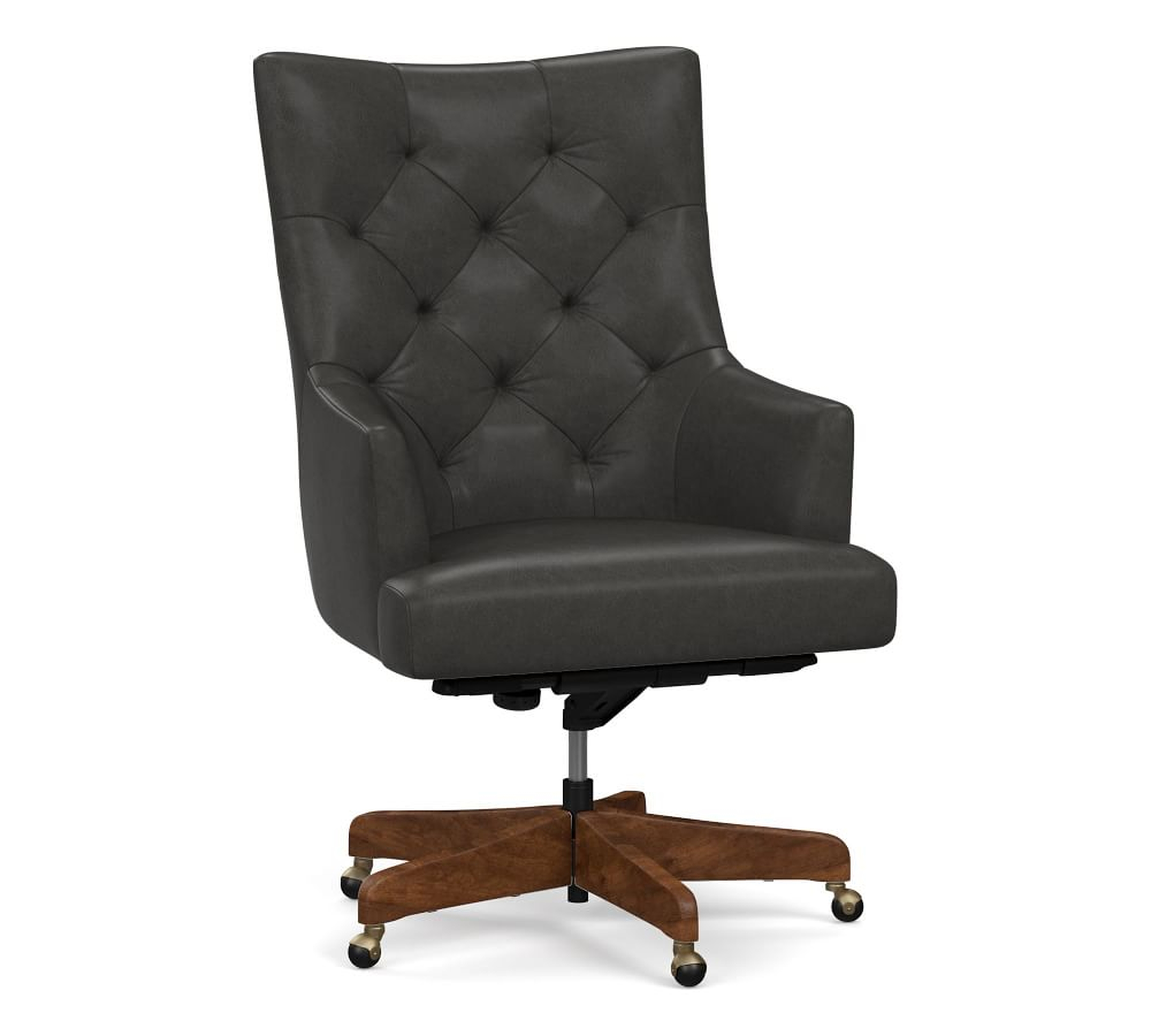 Radcliffe Leather Desk Chair Rustic Brown Base, Black Buffalo - Pottery Barn