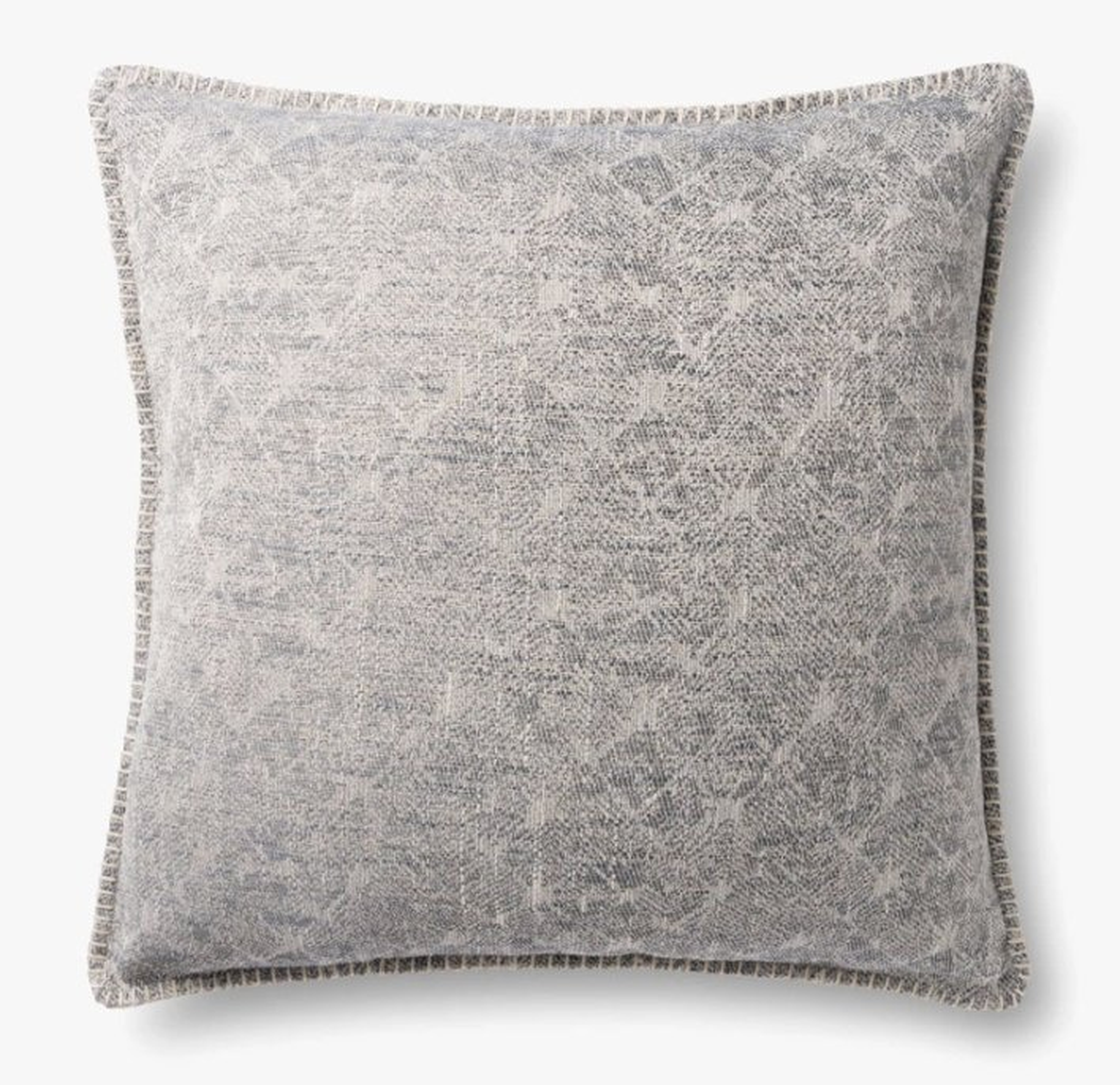 P0890 Grey Pillow / 22" x 22" - poly insert - Loloi Rugs