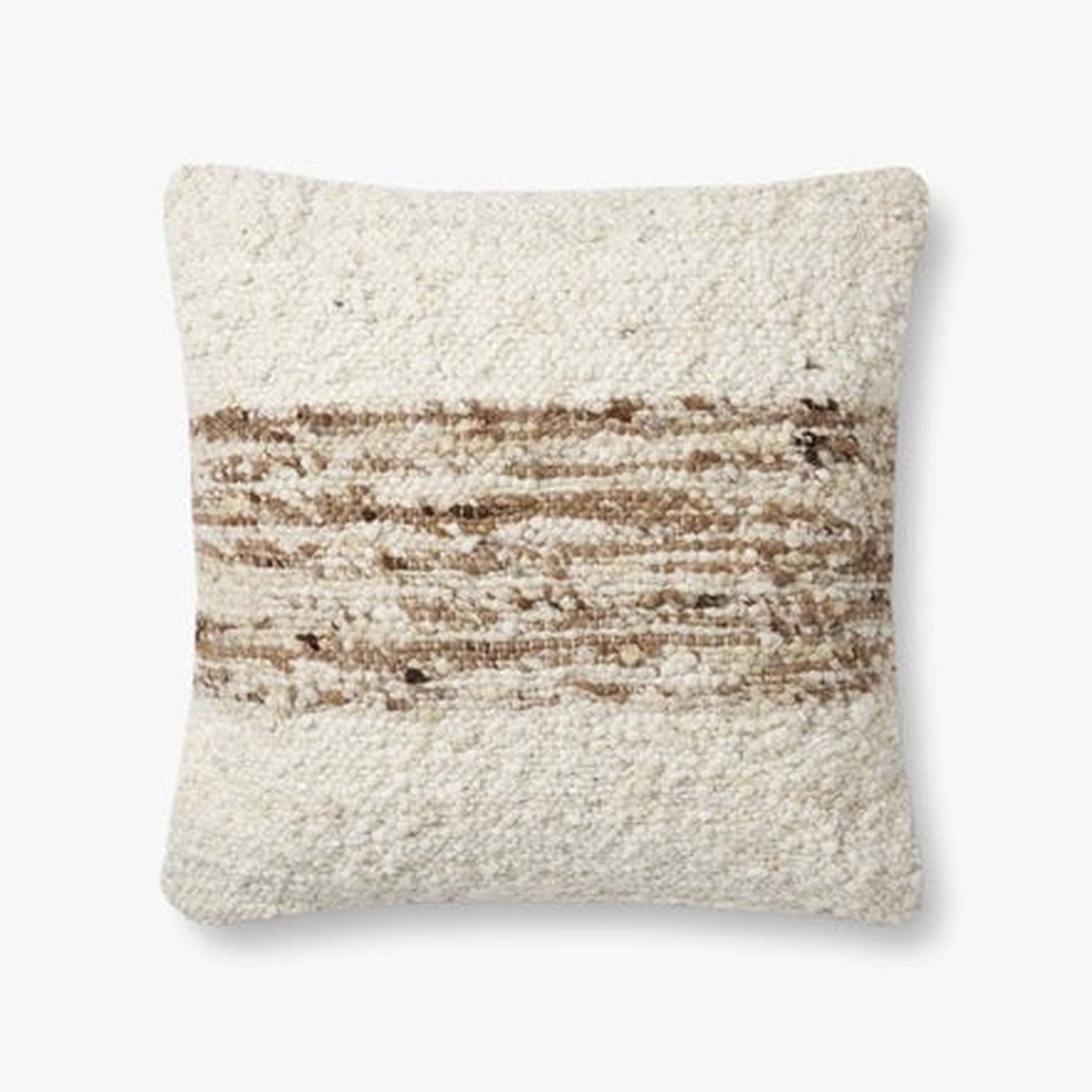 Marie Ivory / Camel, 22" x 22" Pillow, Down Fill - Loloi Rugs