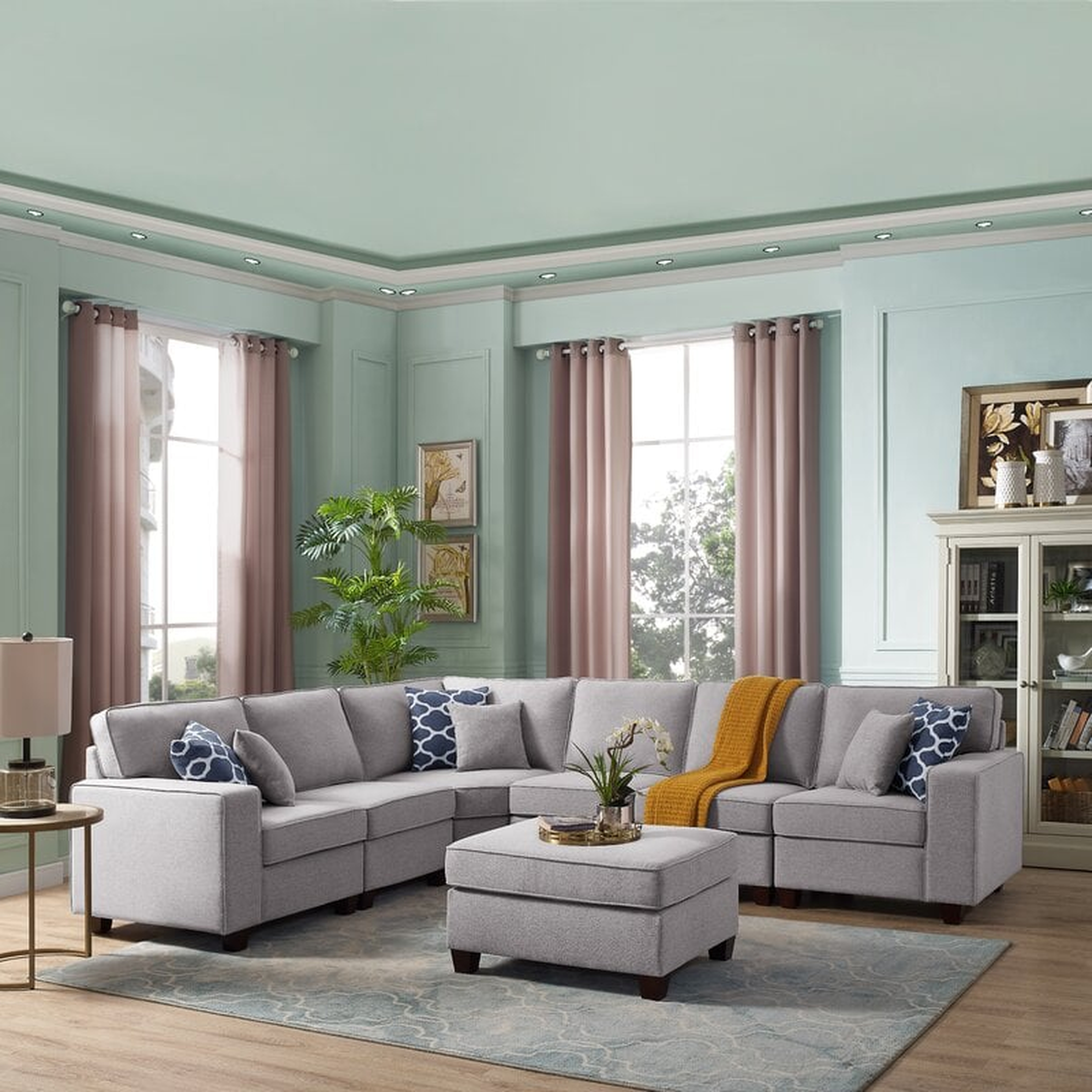 Abinayan 123.5" Wide Reversible Corner Sectional with Ottoman - Wayfair