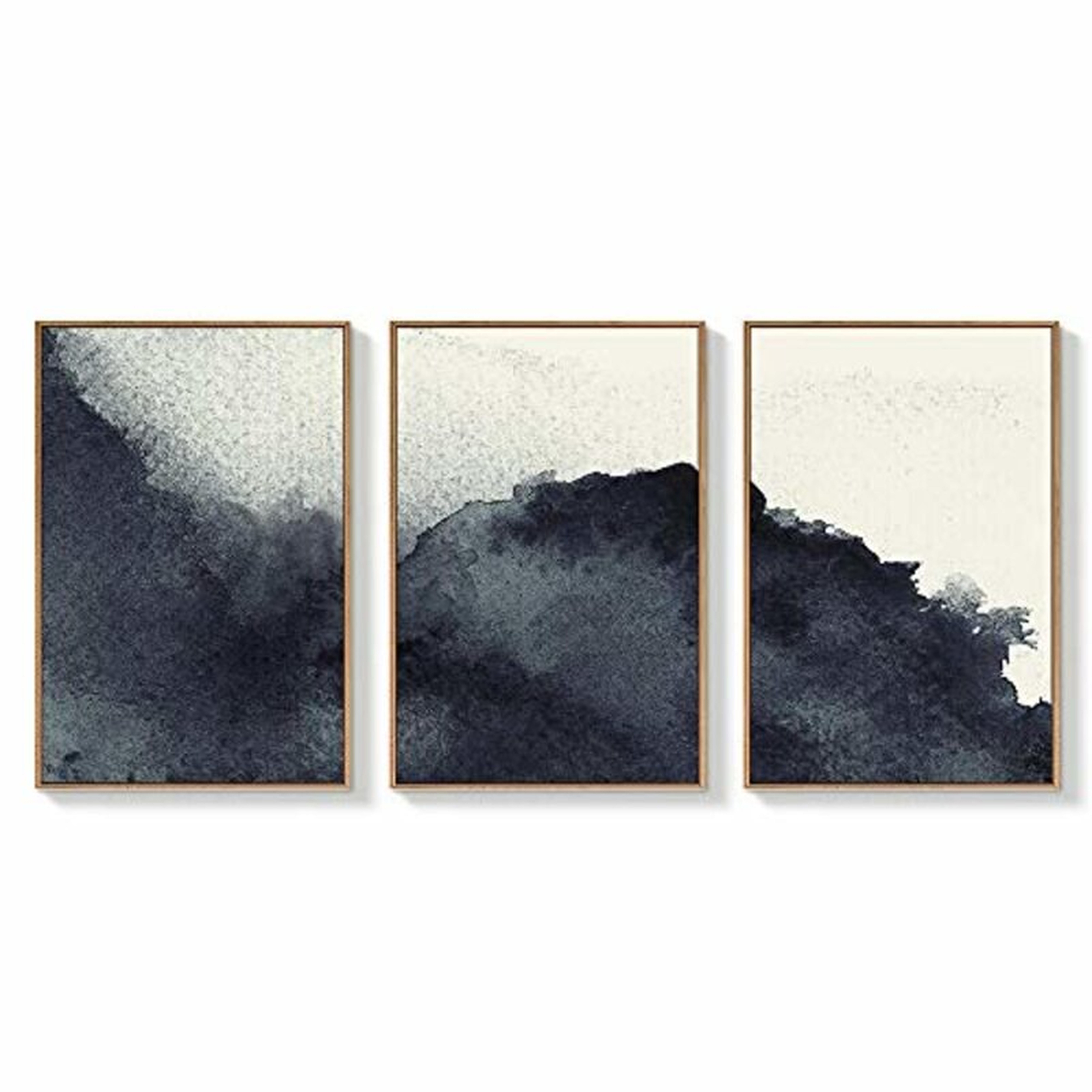 3 Panels Abstract Zen Ink Canvas - 3 Piece Floater Frame Painting on Canvas - Wayfair