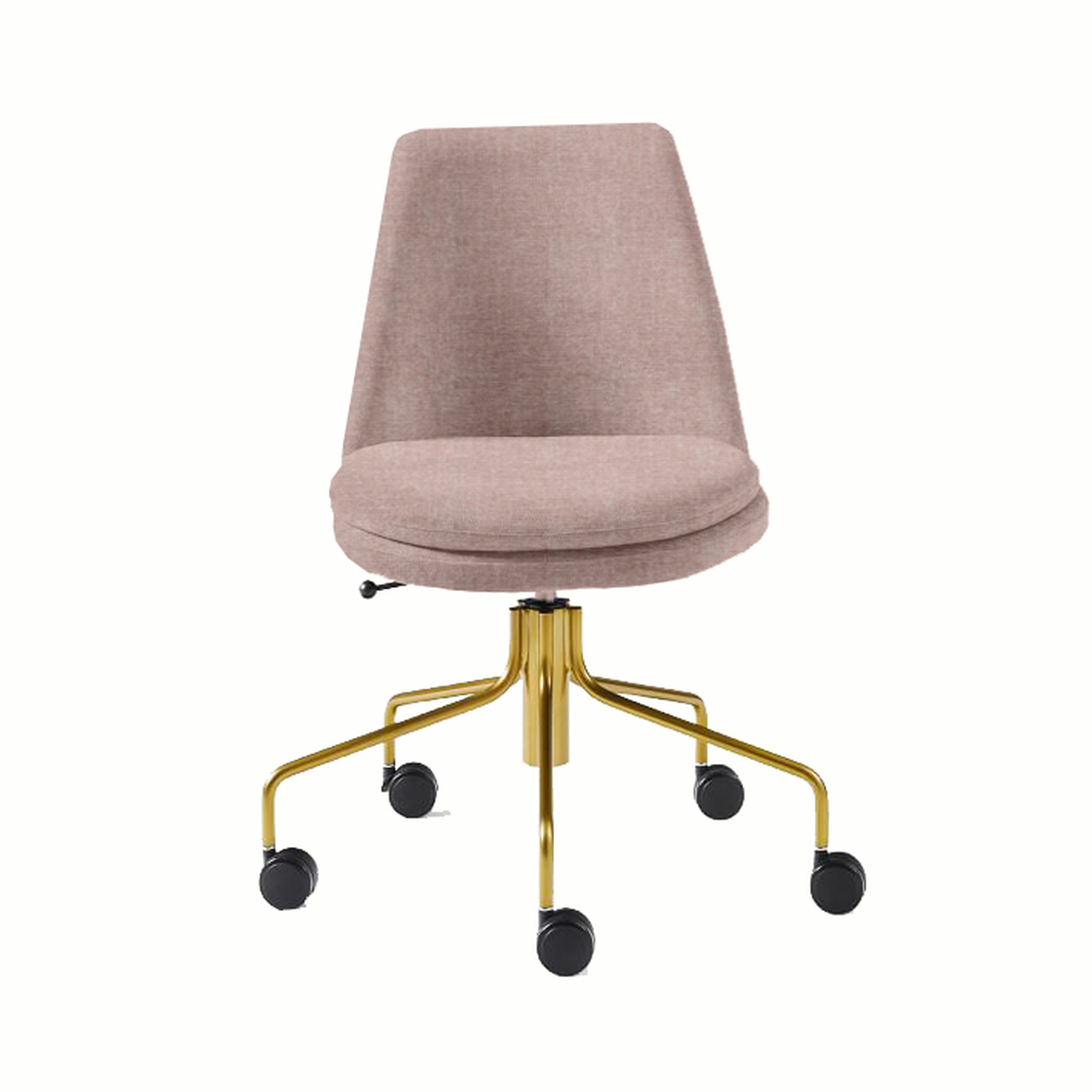 Finley Office Chair, Distressed Velvet, Light Pink - West Elm