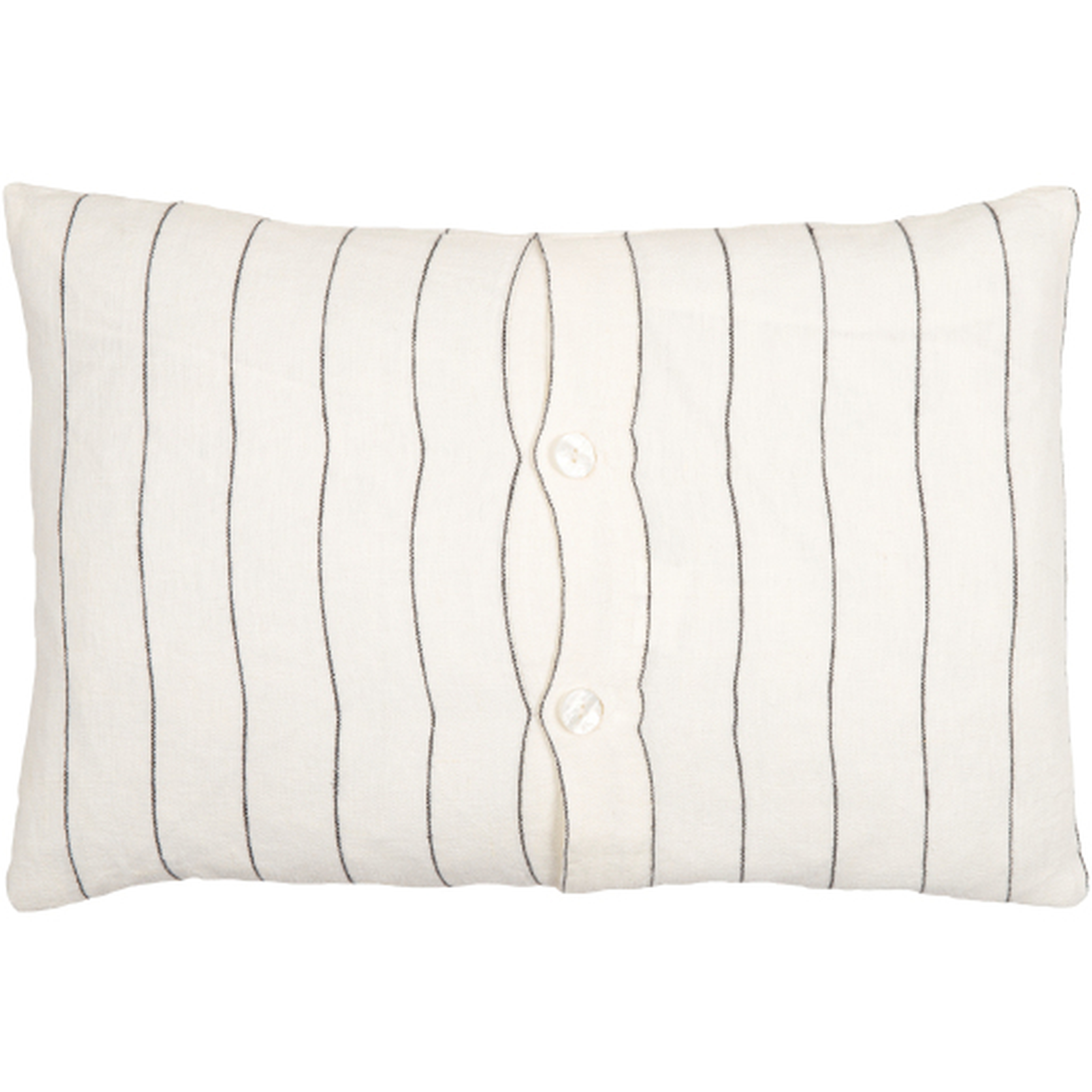 Linen Stripe Buttoned Throw Pillow, 13" x 20", with down insert - Surya