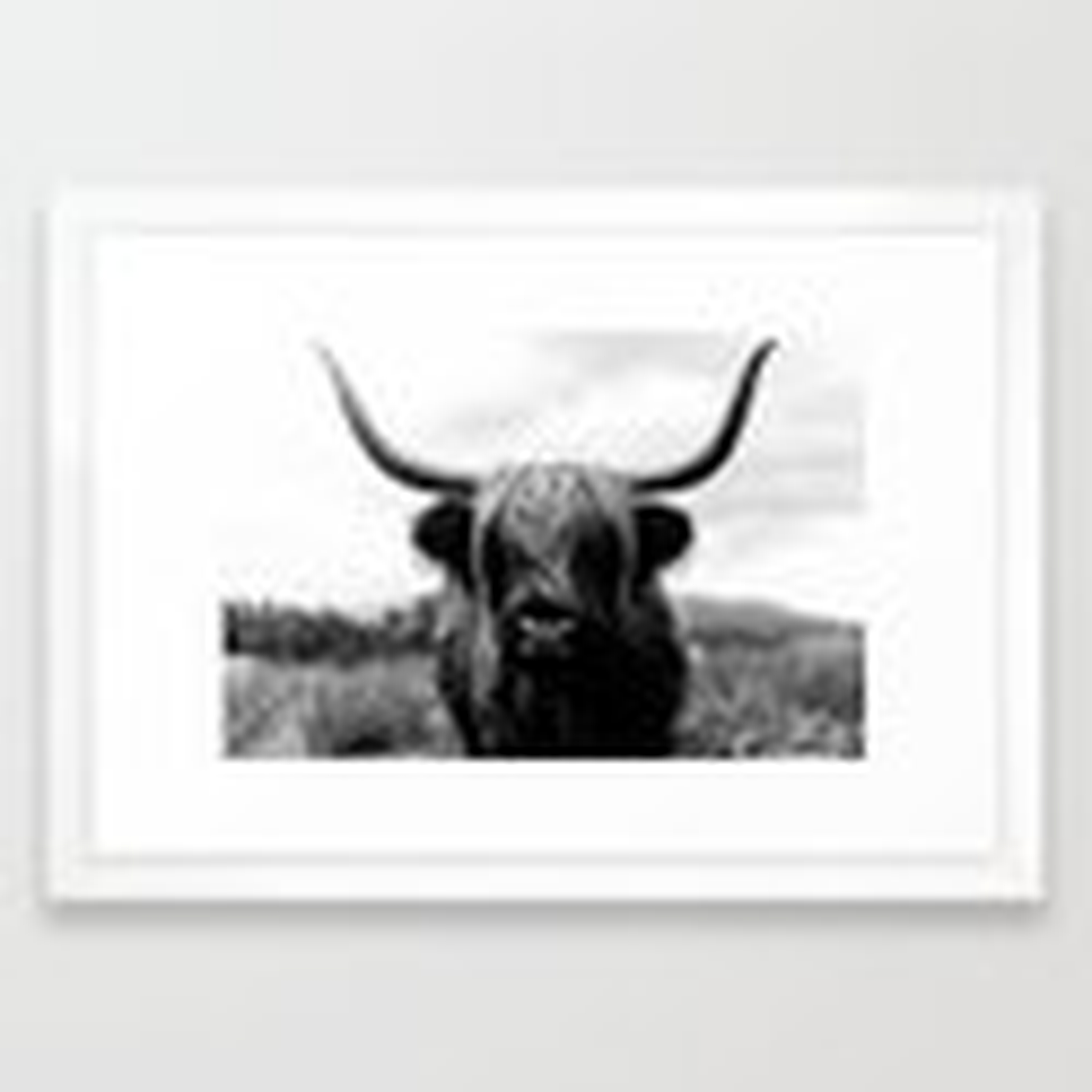 Scottish Highland Cattle Black and White Animal Framed Art Print - Society6