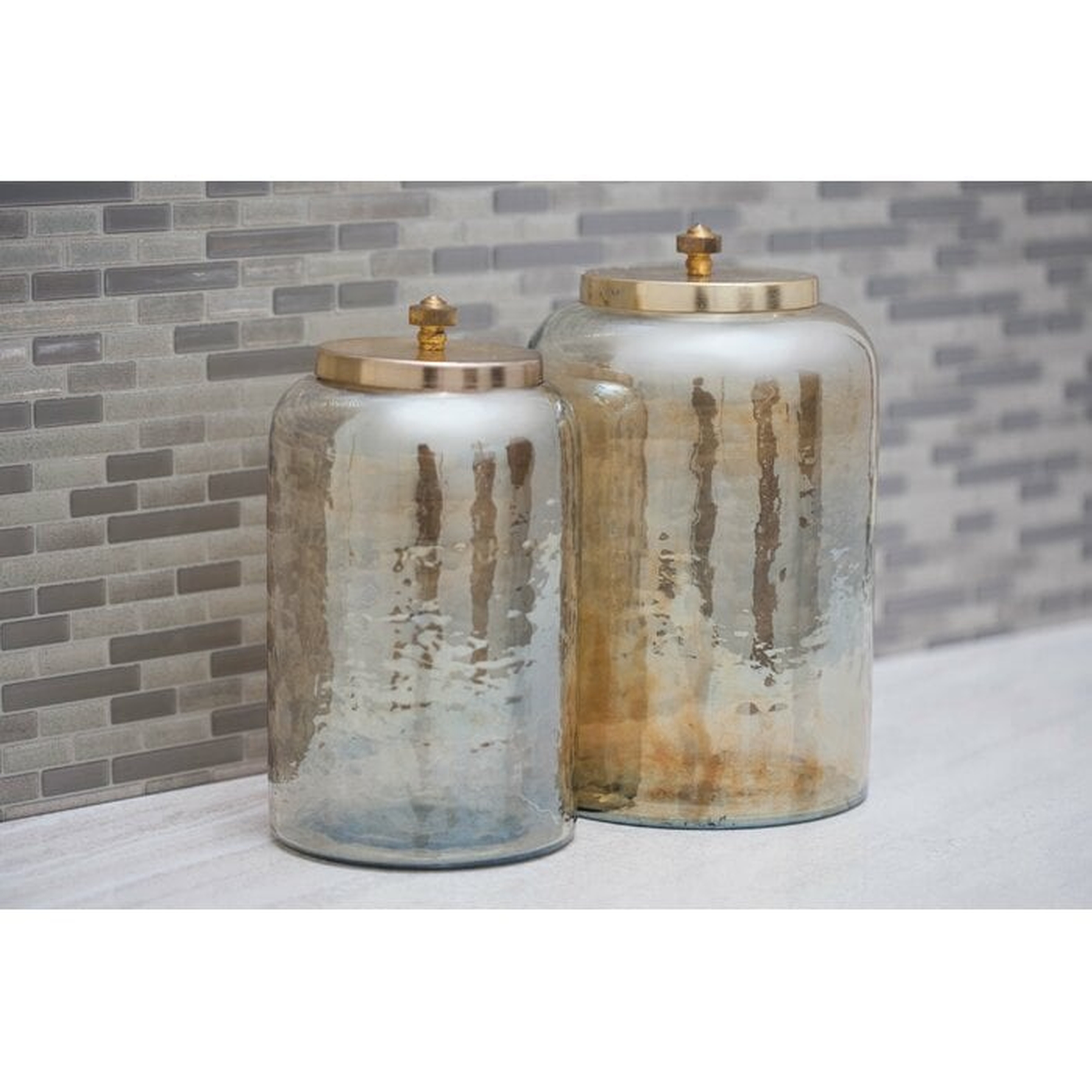 Glass and Metal Kitchen Canister - Wayfair