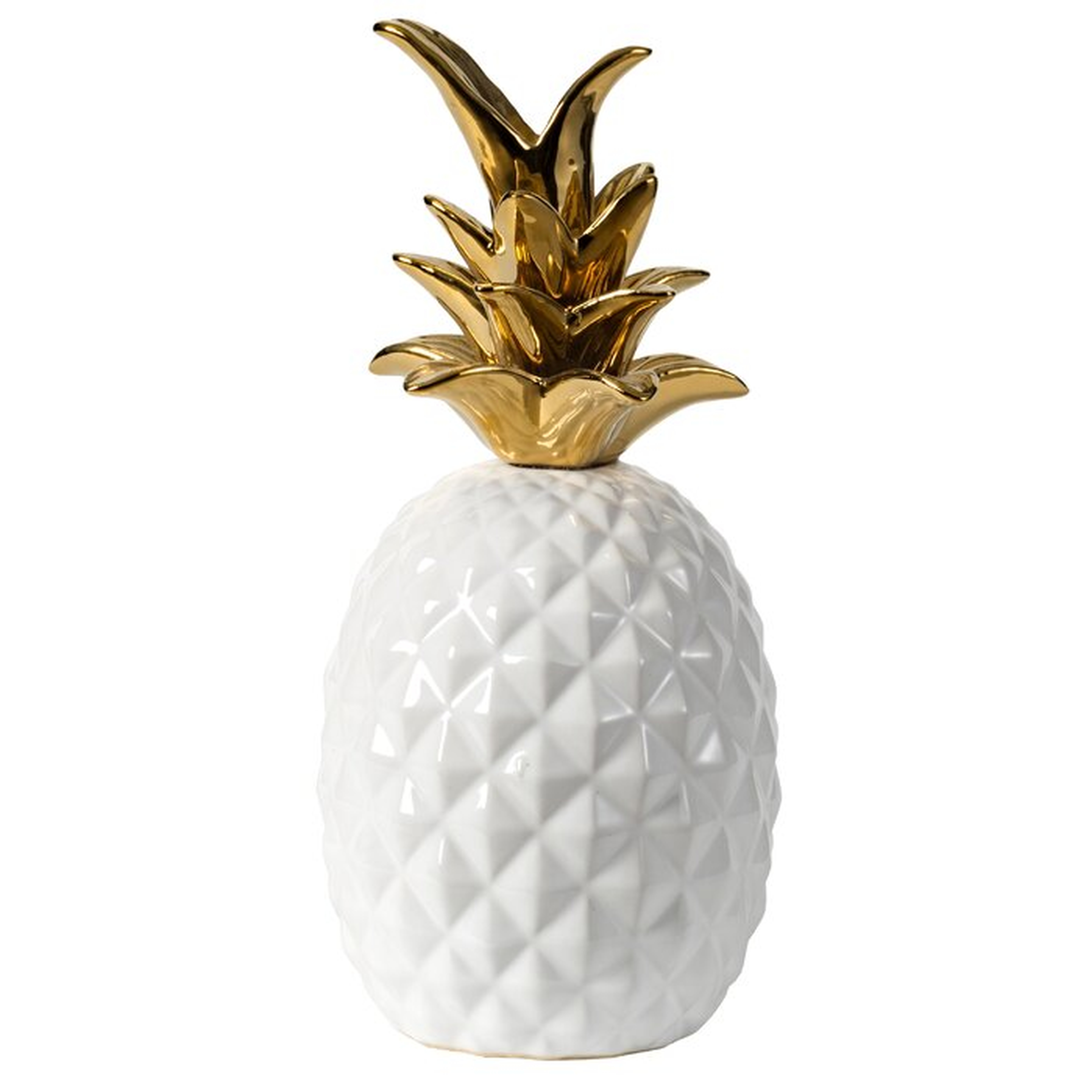 Cathleen 10" Ceramic Pineapple - White, Gold - Wayfair