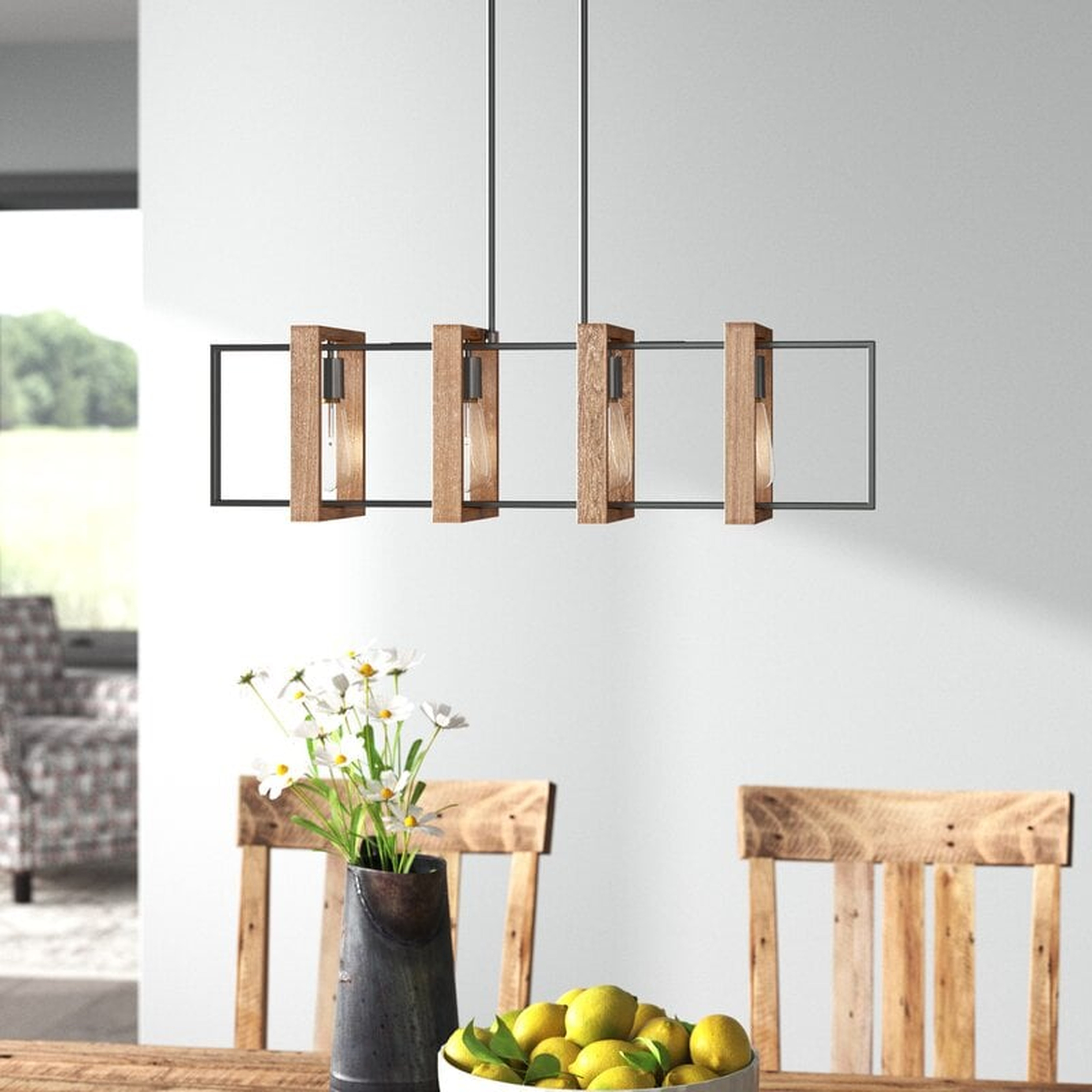 Helfrich Wood Linear 4-Light Rectangle Chandelier - Wayfair