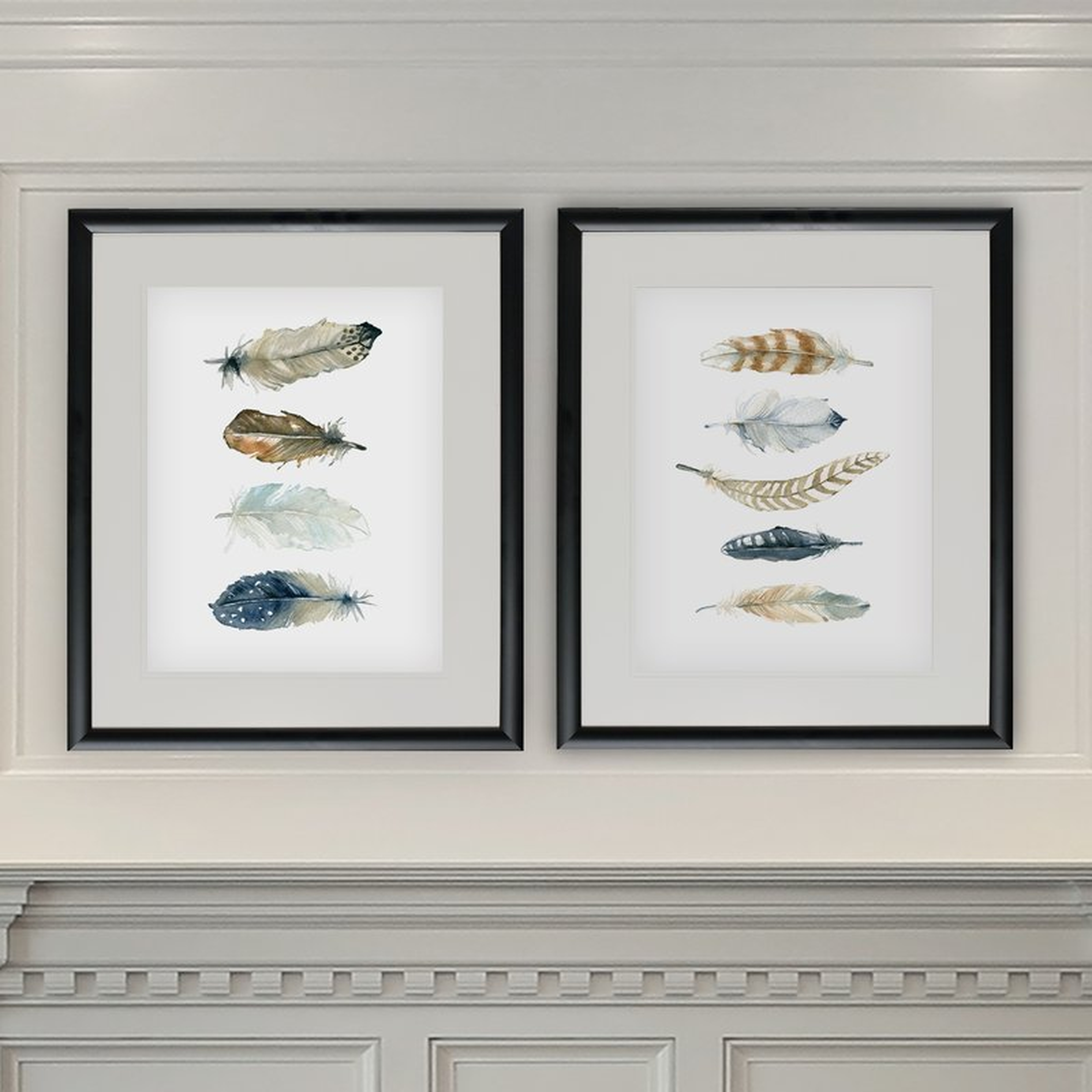 'Feather Collection' 2 Piece Framed Graphic Art Print Set - Wayfair