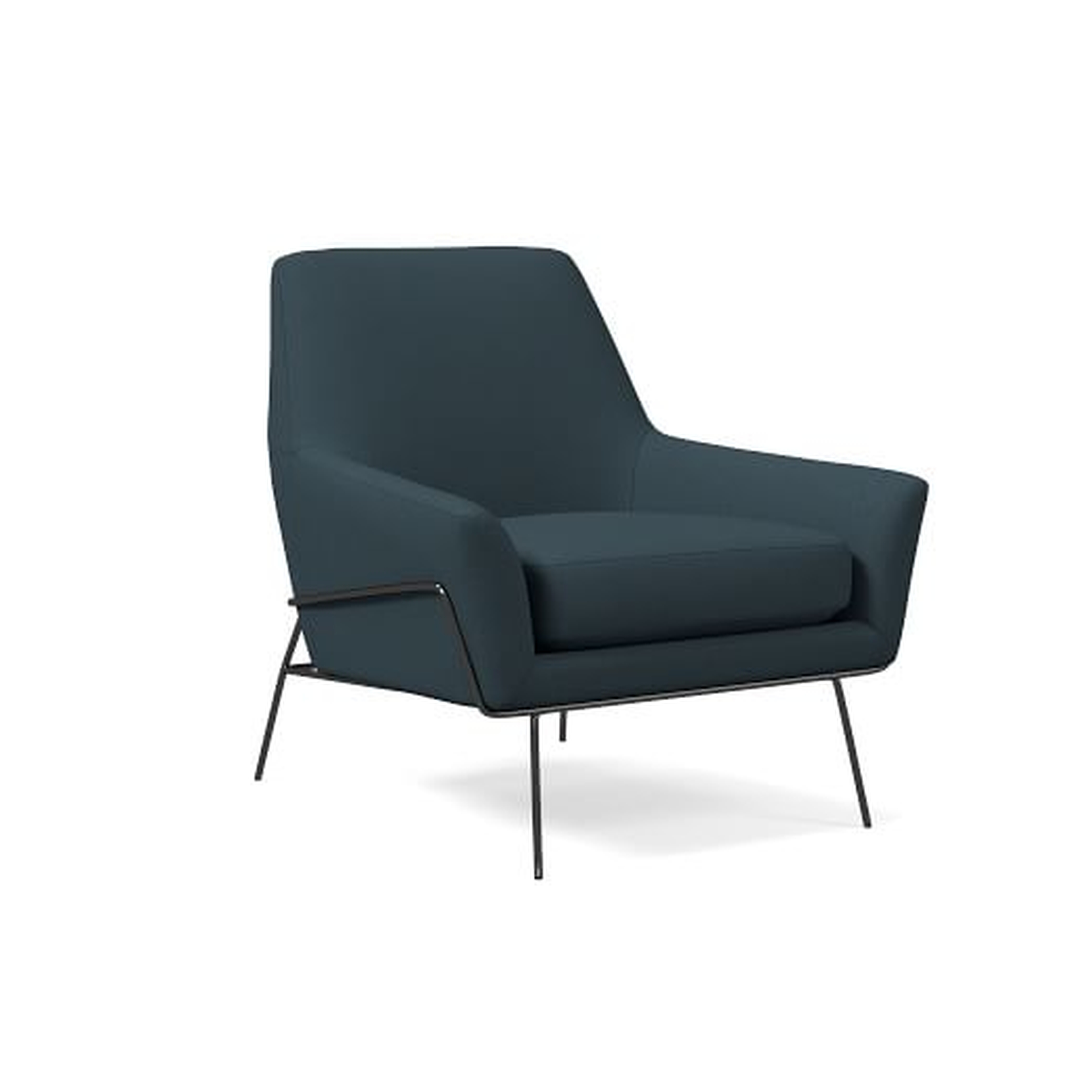 Lucas Wire Base Chair, Poly, Twill, Teal - West Elm