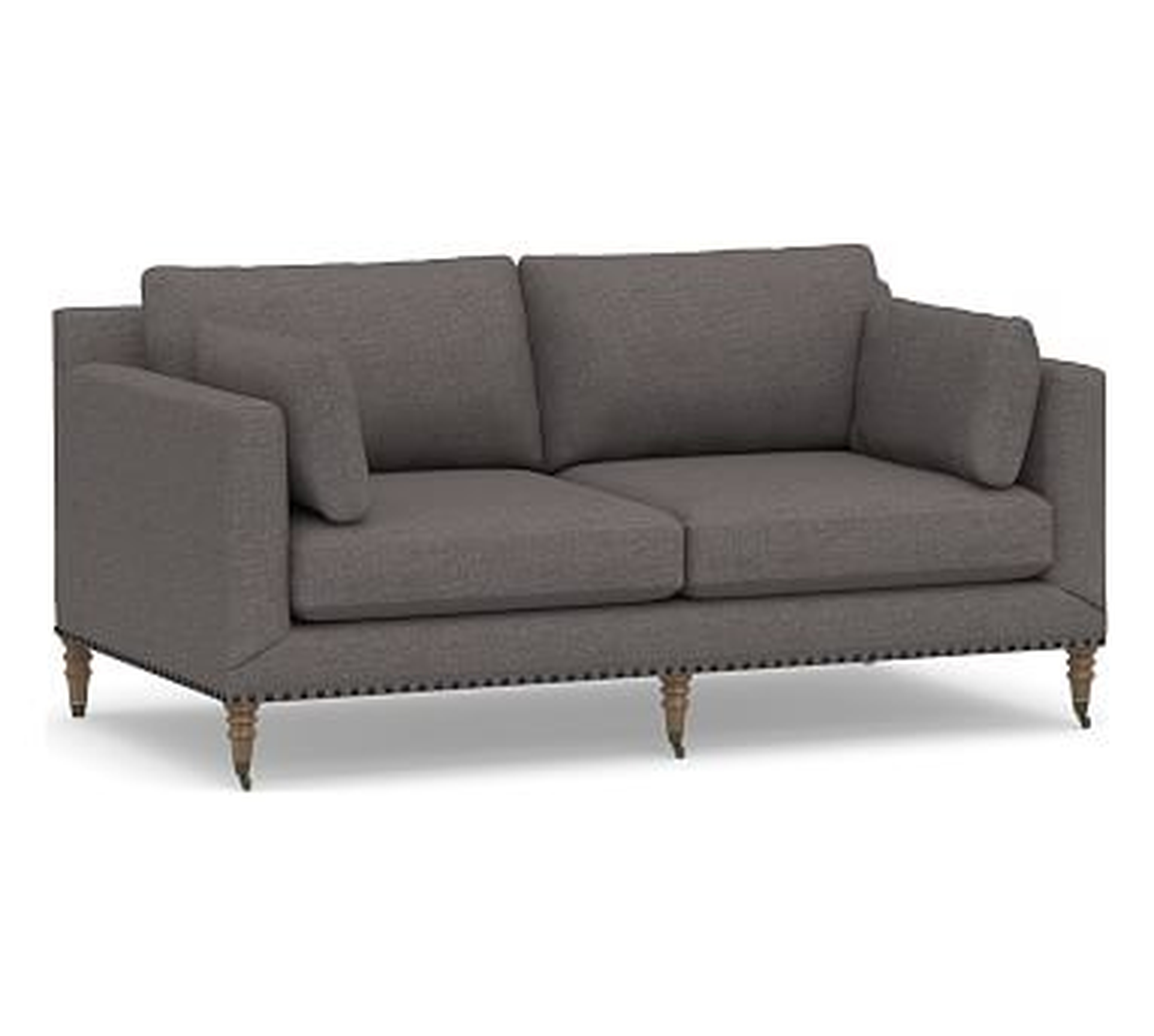 Tallulah Upholstered Loveseat 72", Down Blend Wrapped Cushions, Brushed Crossweave Charcoal - Pottery Barn