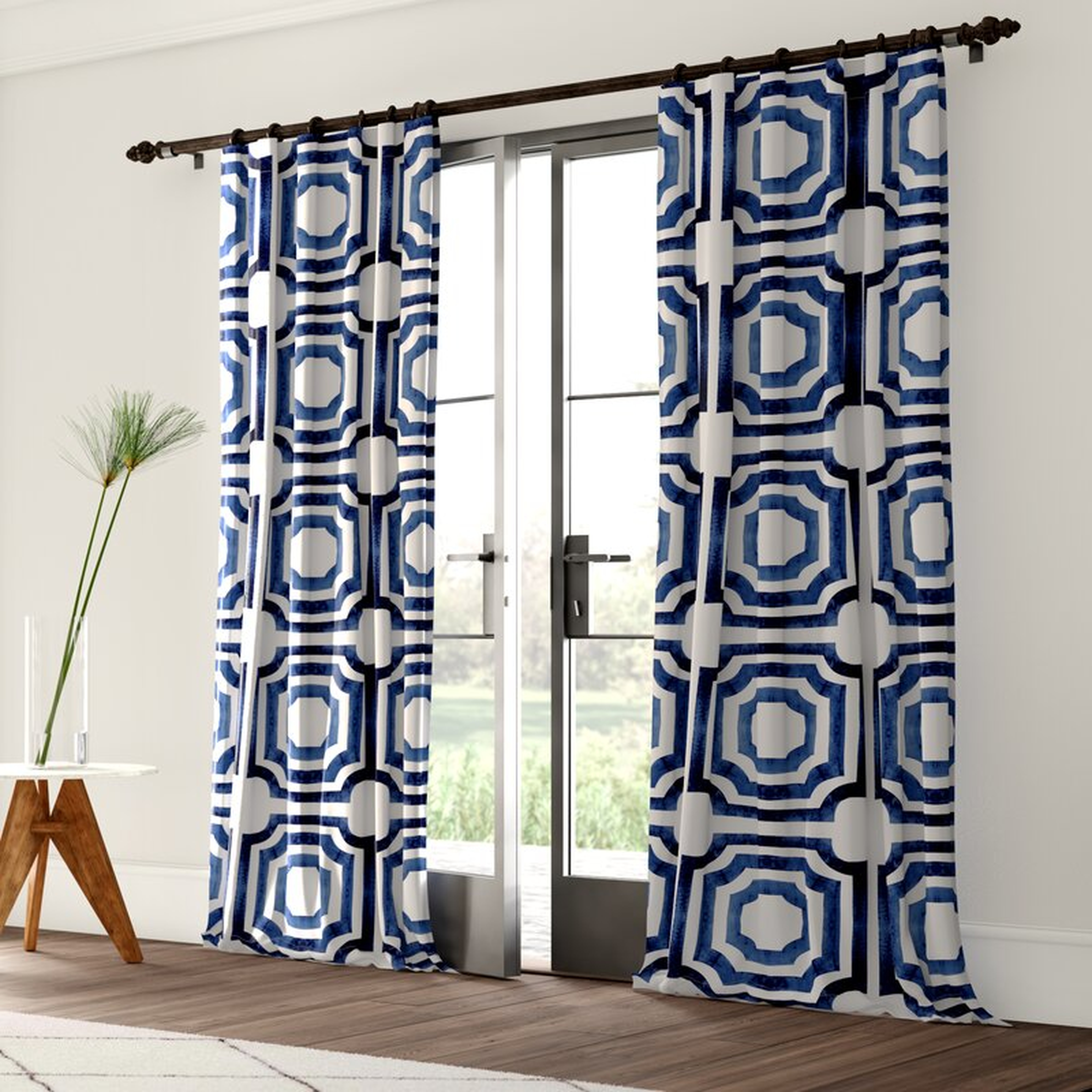 Donato Cotton Geometric Room Darkening Rod Pocket Single Curtain Panel - Wayfair