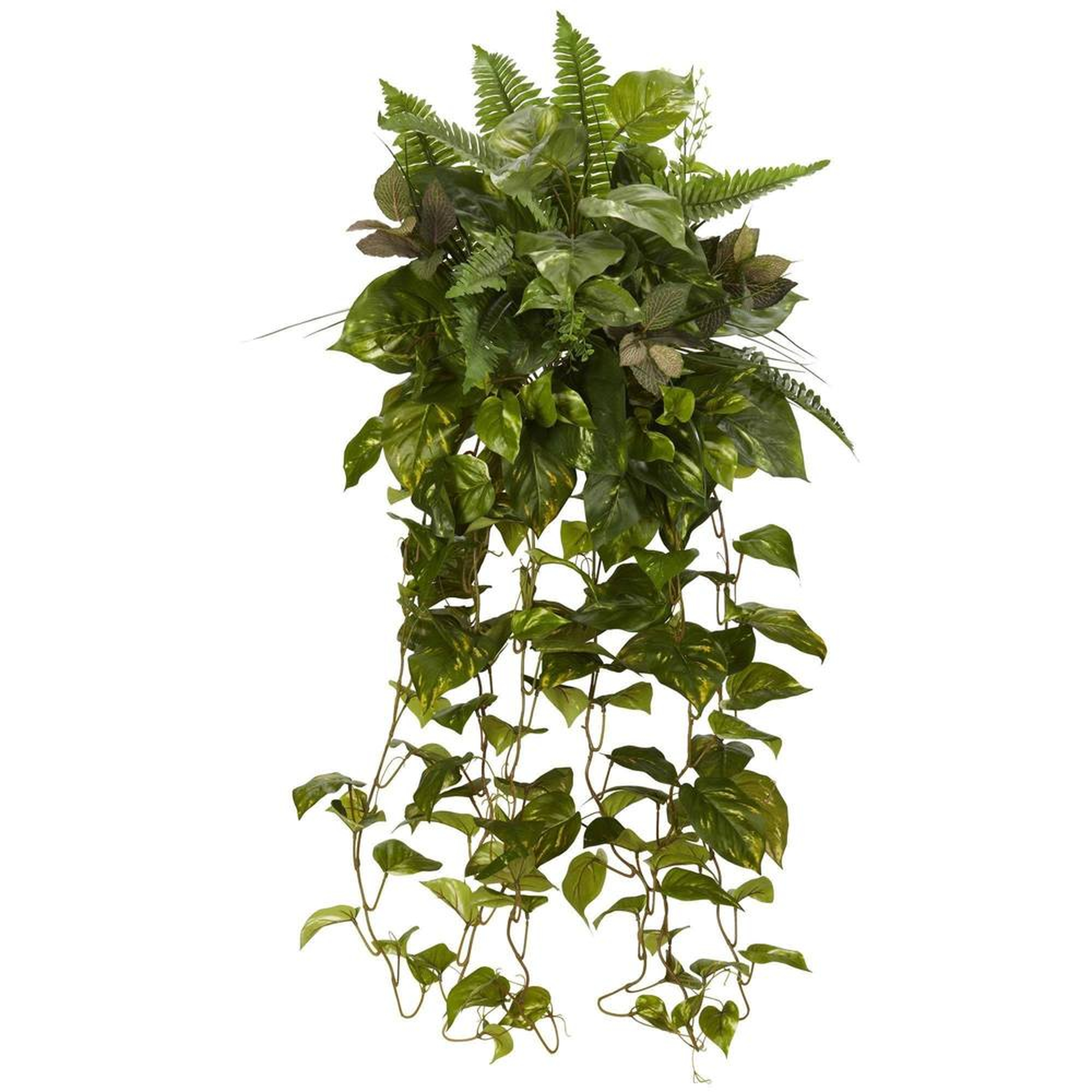 36” Mixed Greens Hanging Artificial Plant (Set of 2) - Fiddle + Bloom