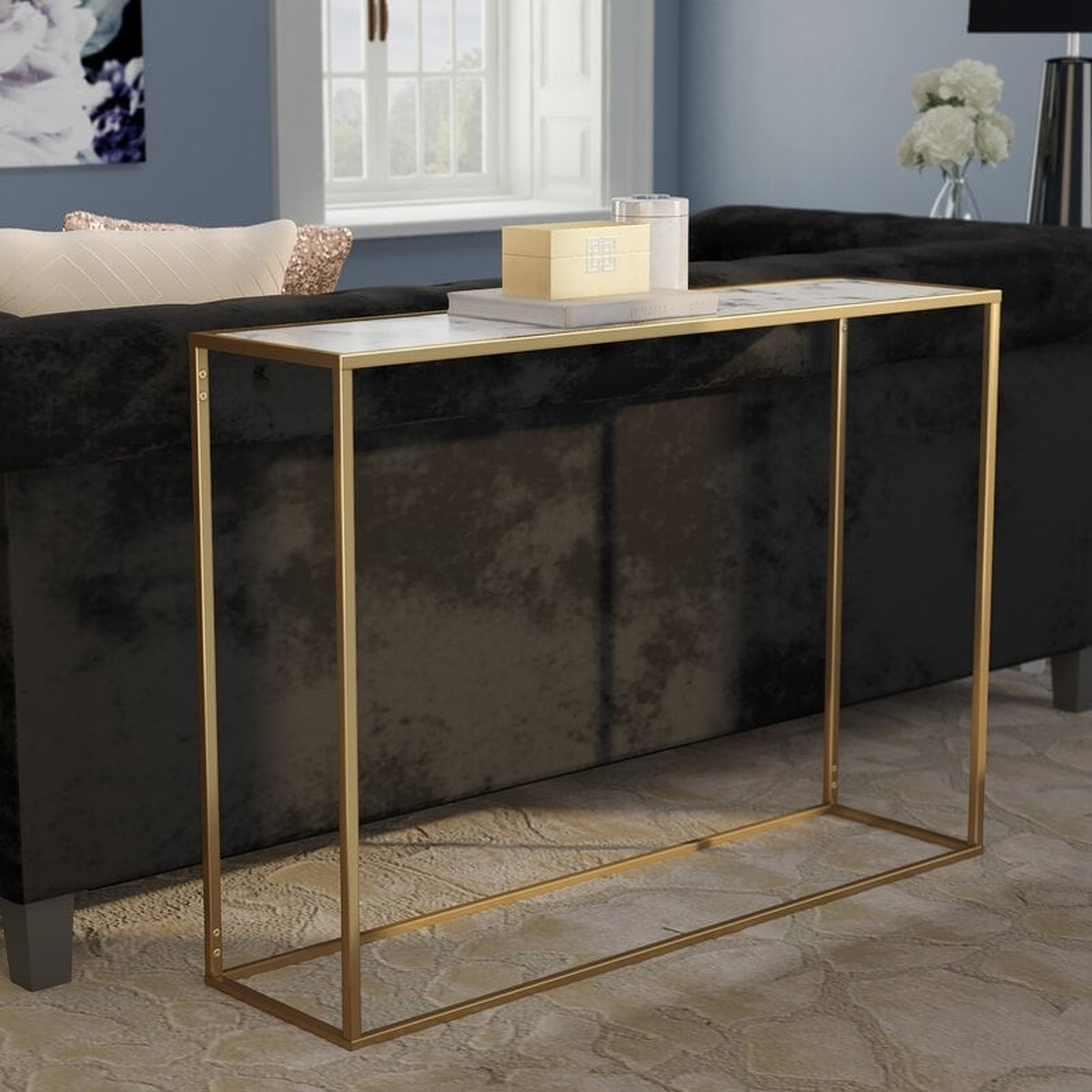 Theydon Faux Marble Console Table - Wayfair