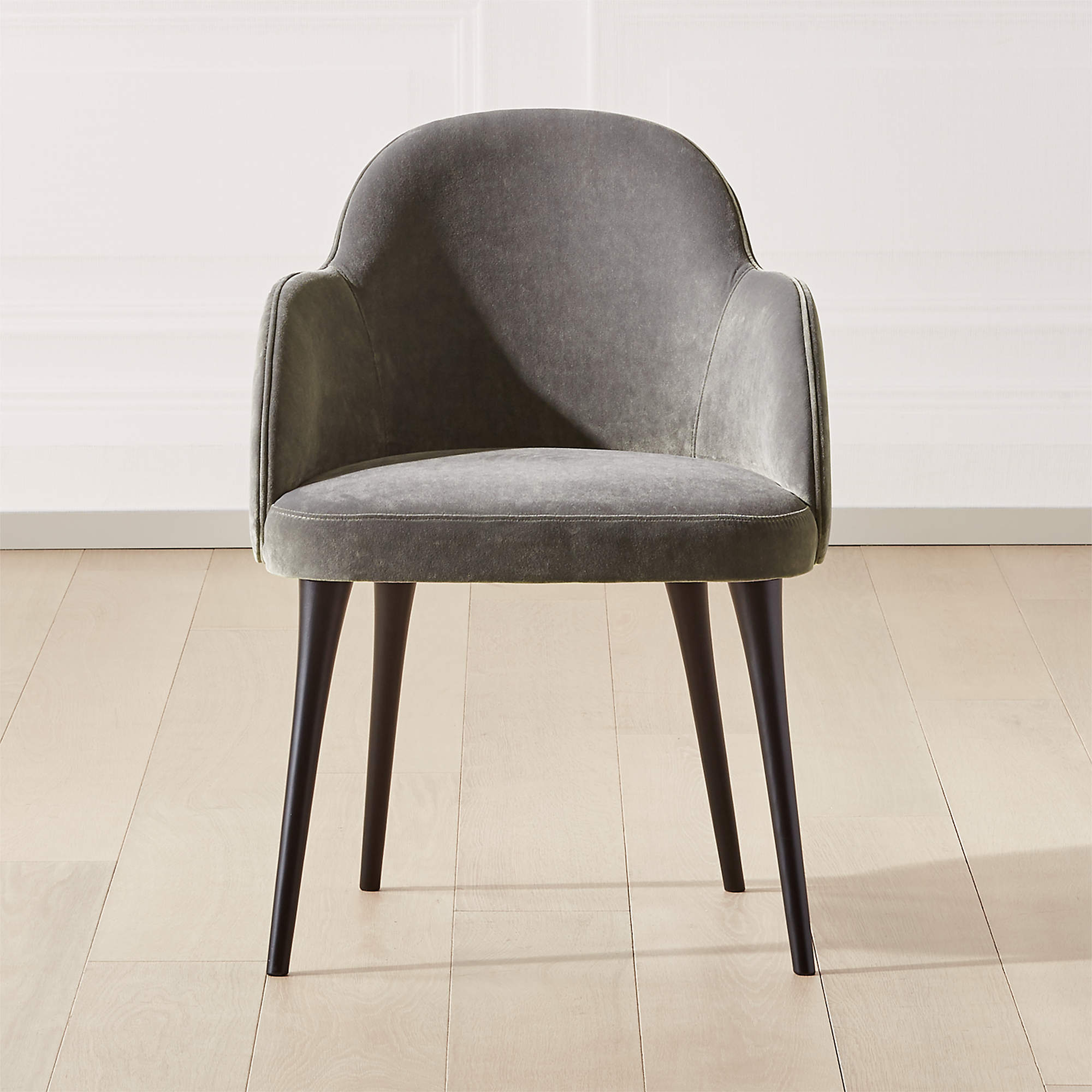 GIULIA GREY VELVET DINING ARMCHAIR - CB2