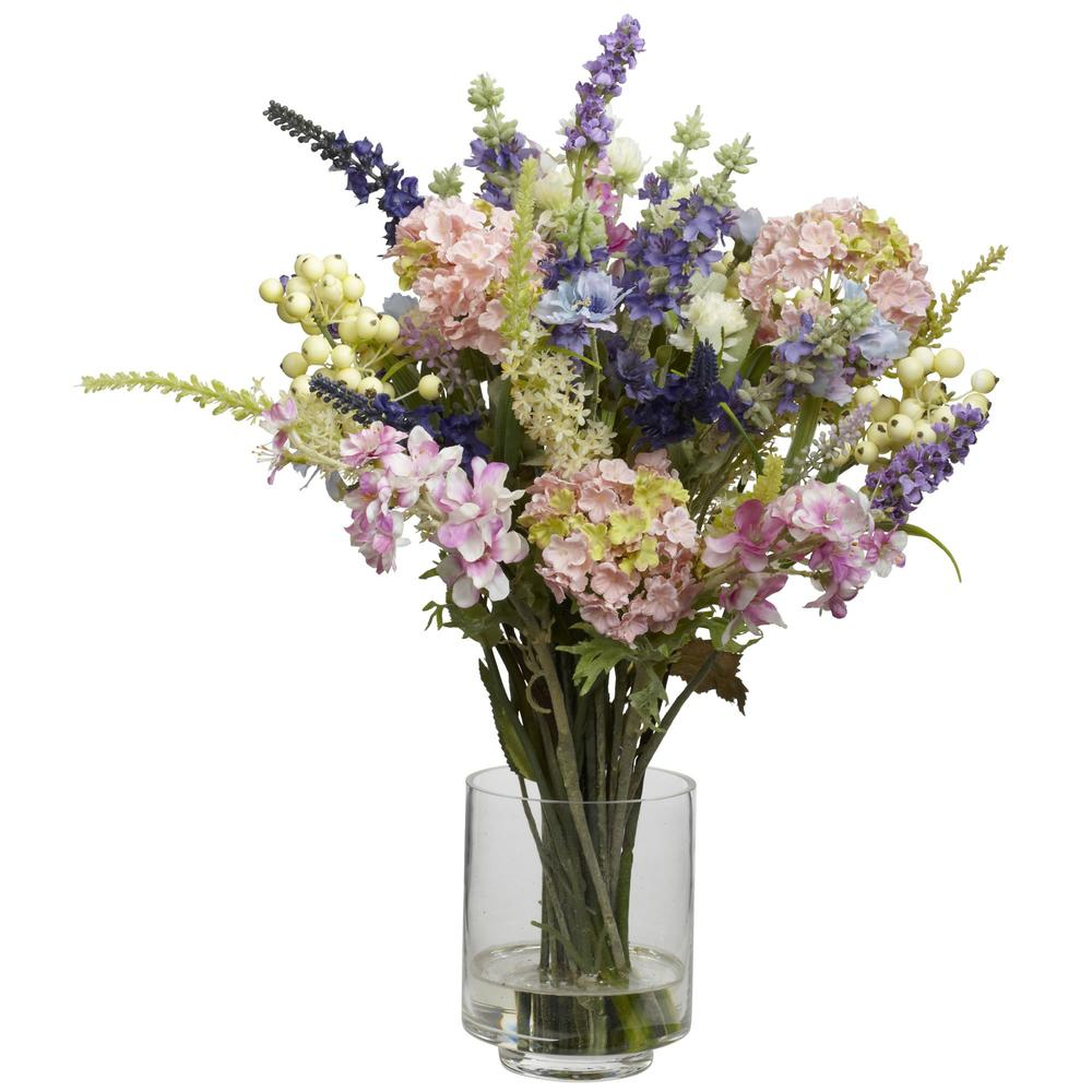 Lavender & Hydrangea Silk Flower Arrangement - Fiddle + Bloom