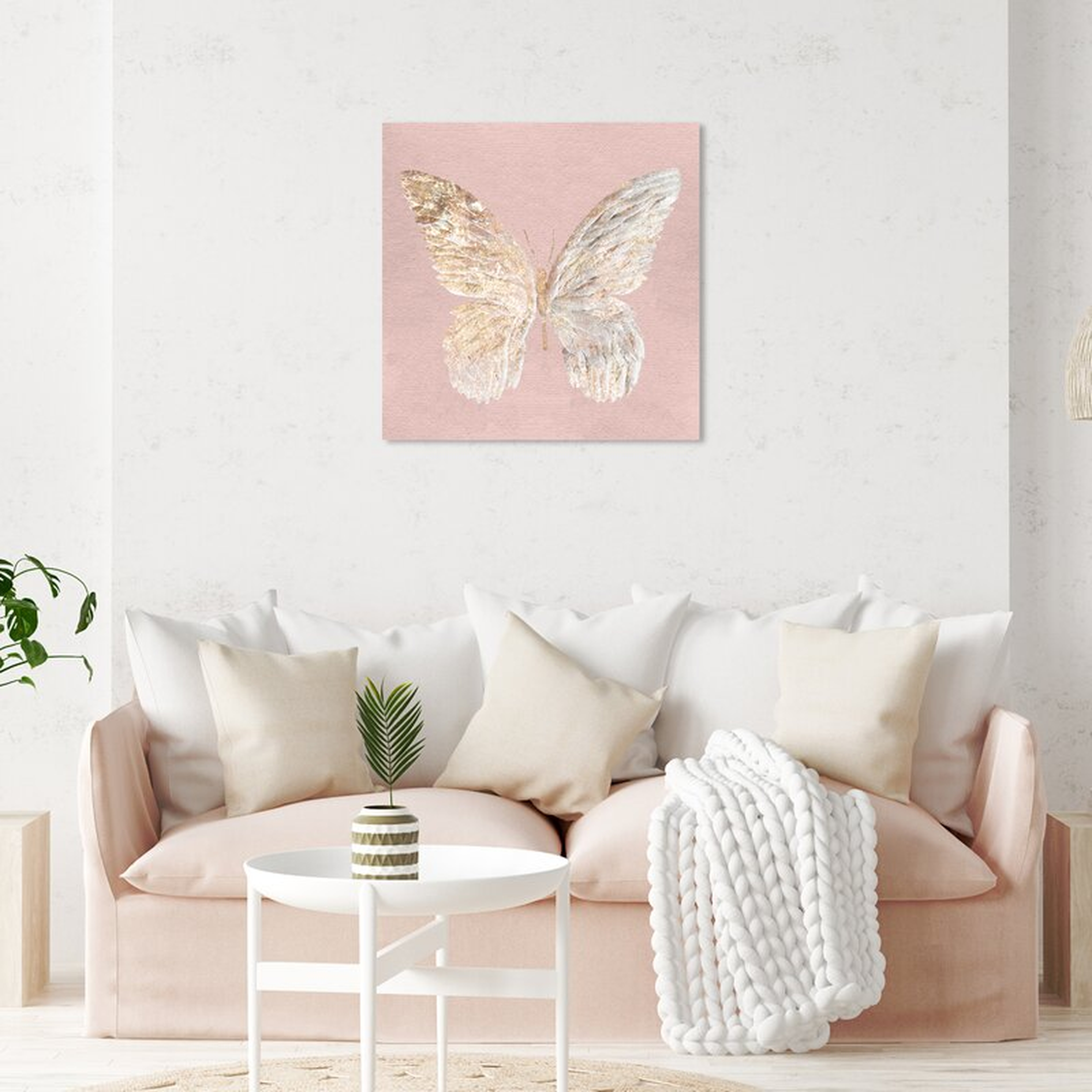 Vantassel Glam Animals Golden Butterfly Glimmer Blush Insects - Graphic Art - Wayfair