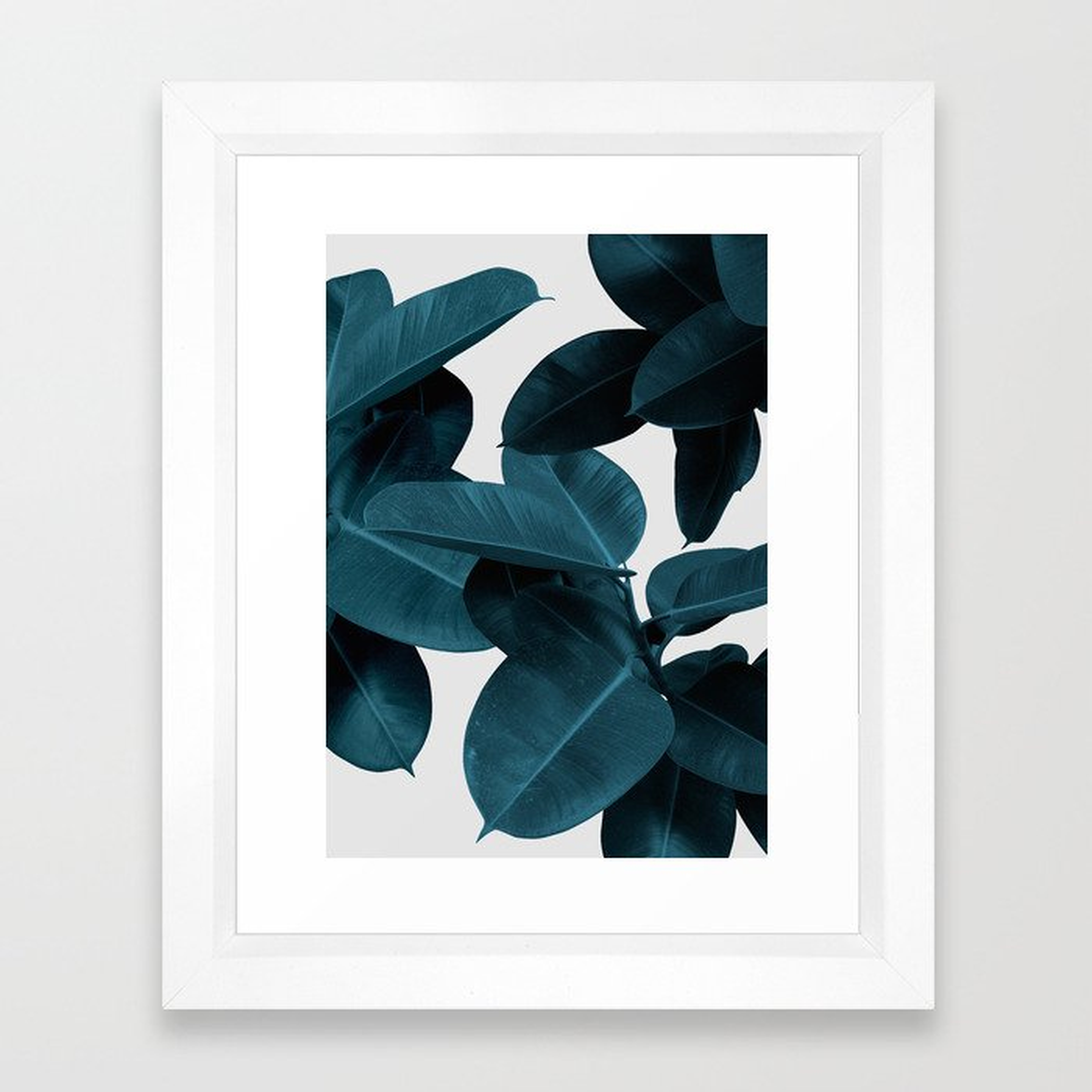 Indigo Blue Plant Leaves Framed Art Print - Society6