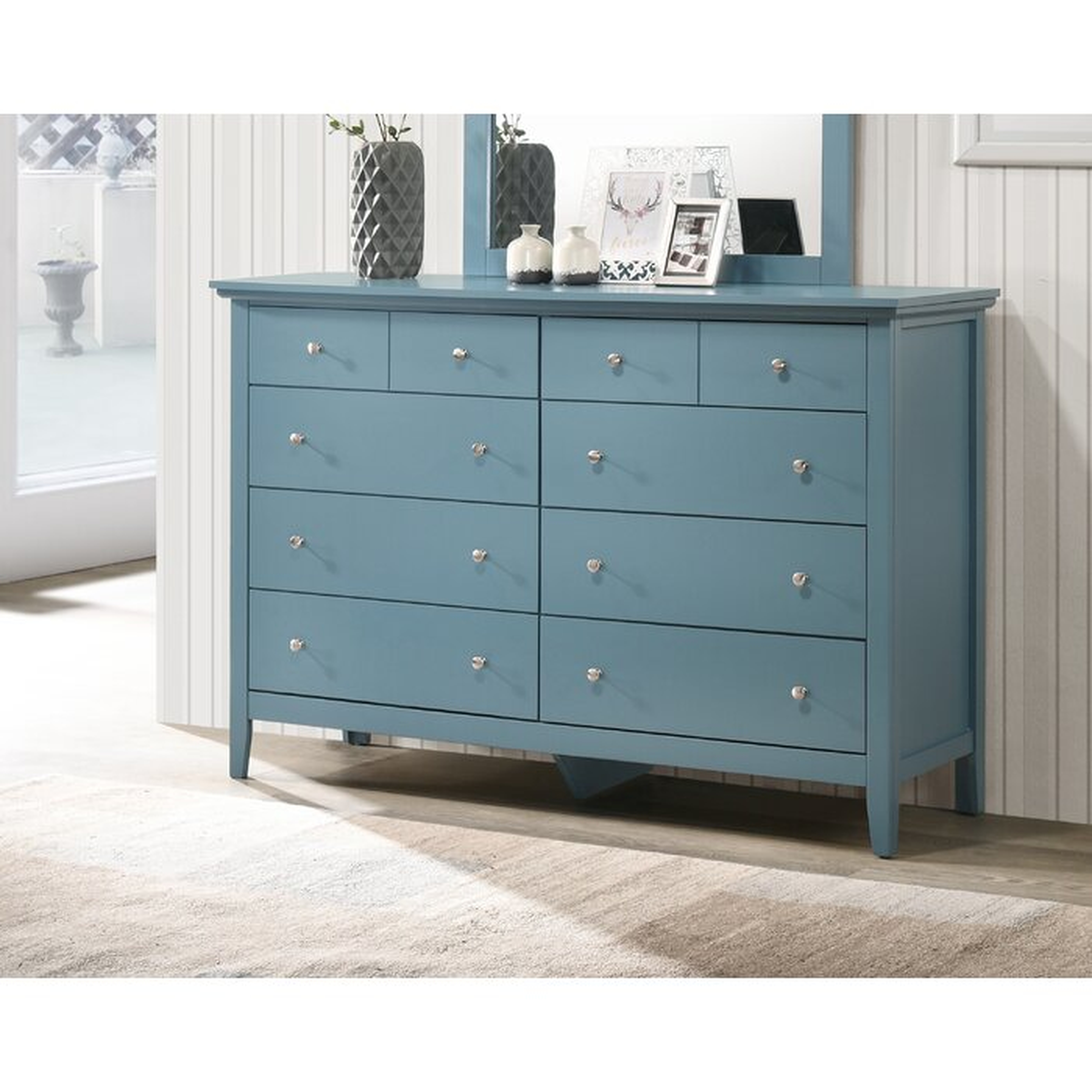 Sonja 8 Drawer Double Dresser, Teal Blue - Wayfair