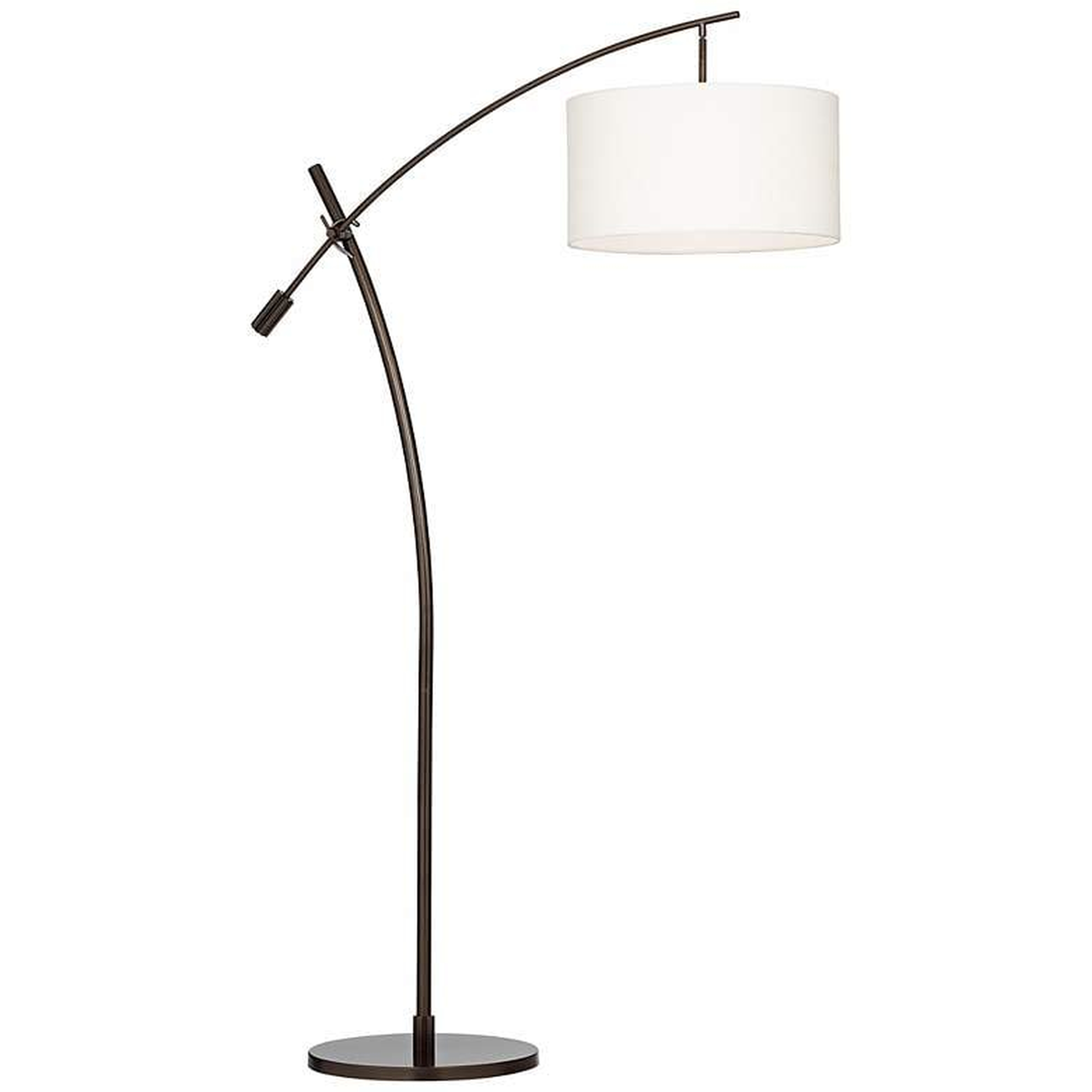 Bronze Boom Arc Floor Lamp with Linen Shade - Lamps Plus