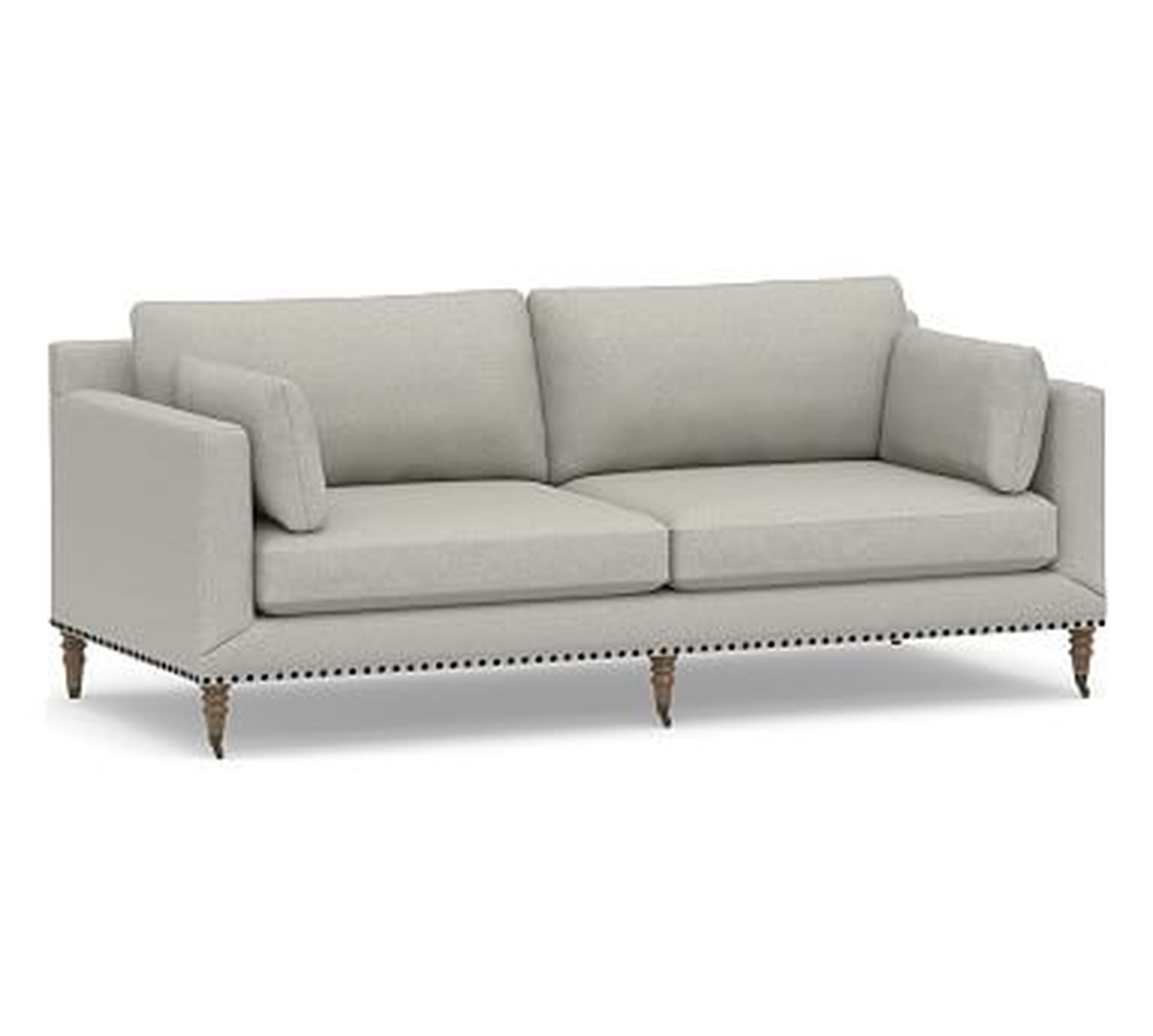 Tallulah Upholstered Sofa 84", Down Blend Wrapped Cushions, Performance Boucle Pebble - Pottery Barn