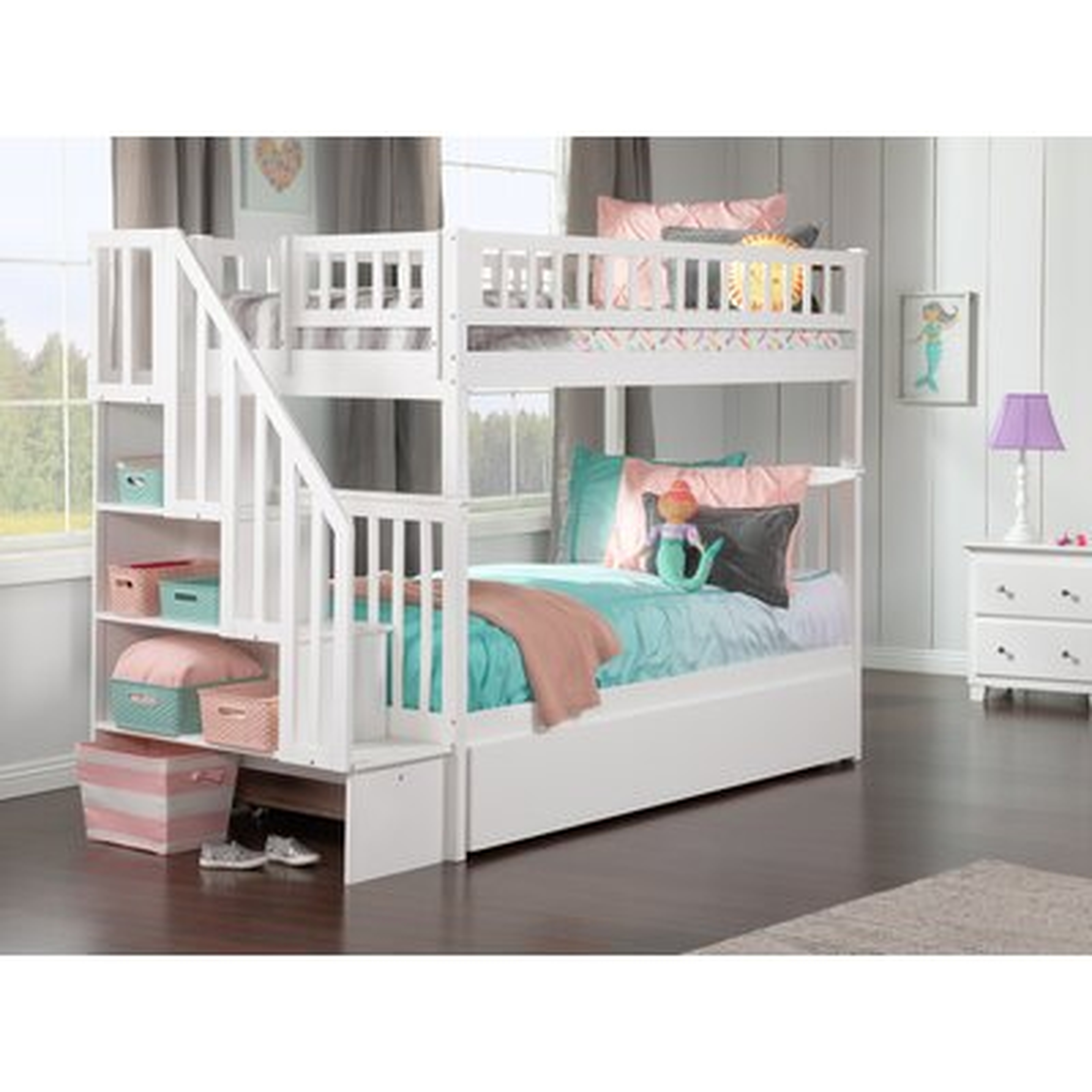 Shyann Twin over Twin Bunk Bed with Trundle and Shelves - Wayfair
