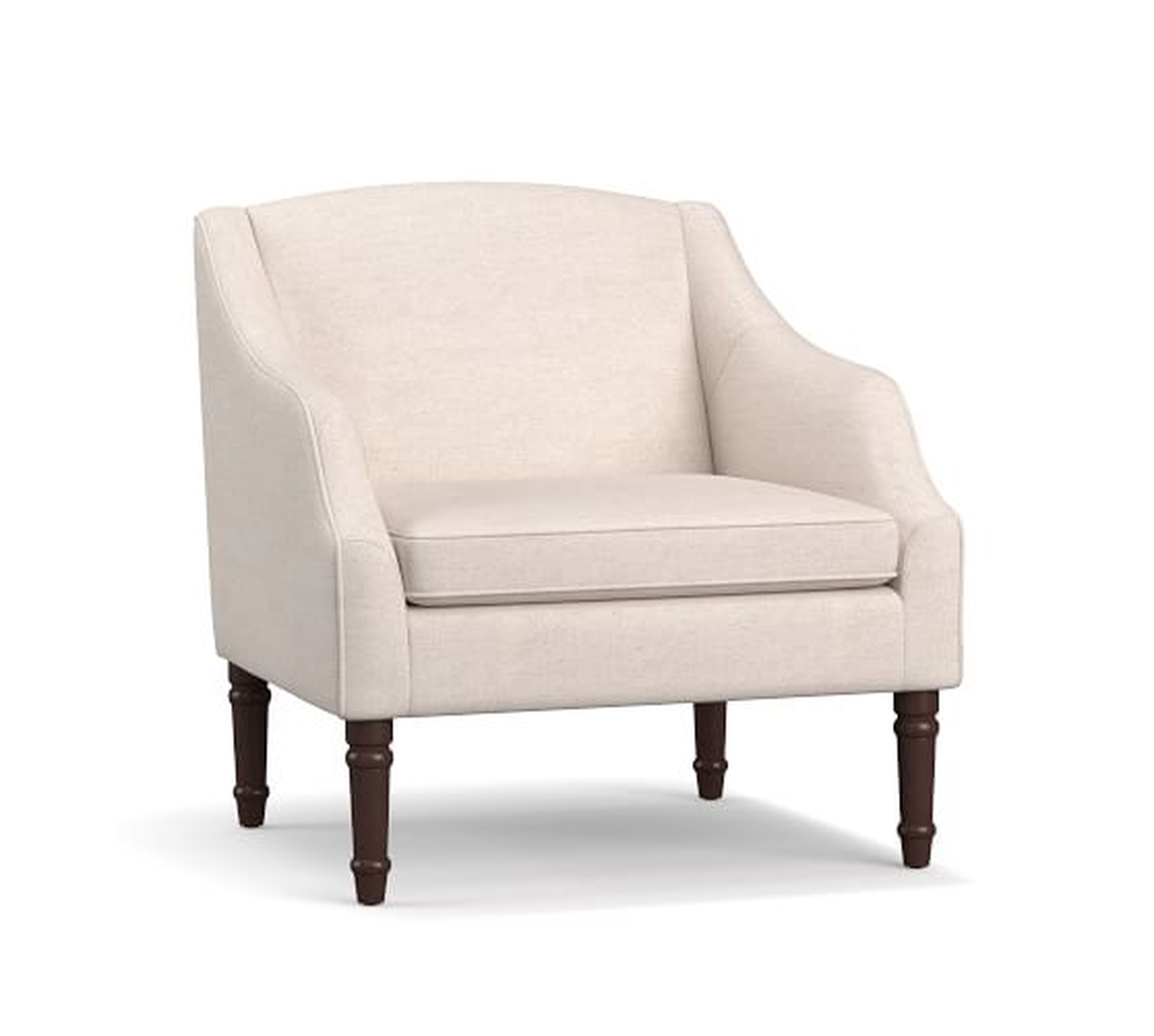 SoMa Emma Upholstered Armchair, Polyester Wrapped Cushions, Brushed Crossweave Natural - Pottery Barn