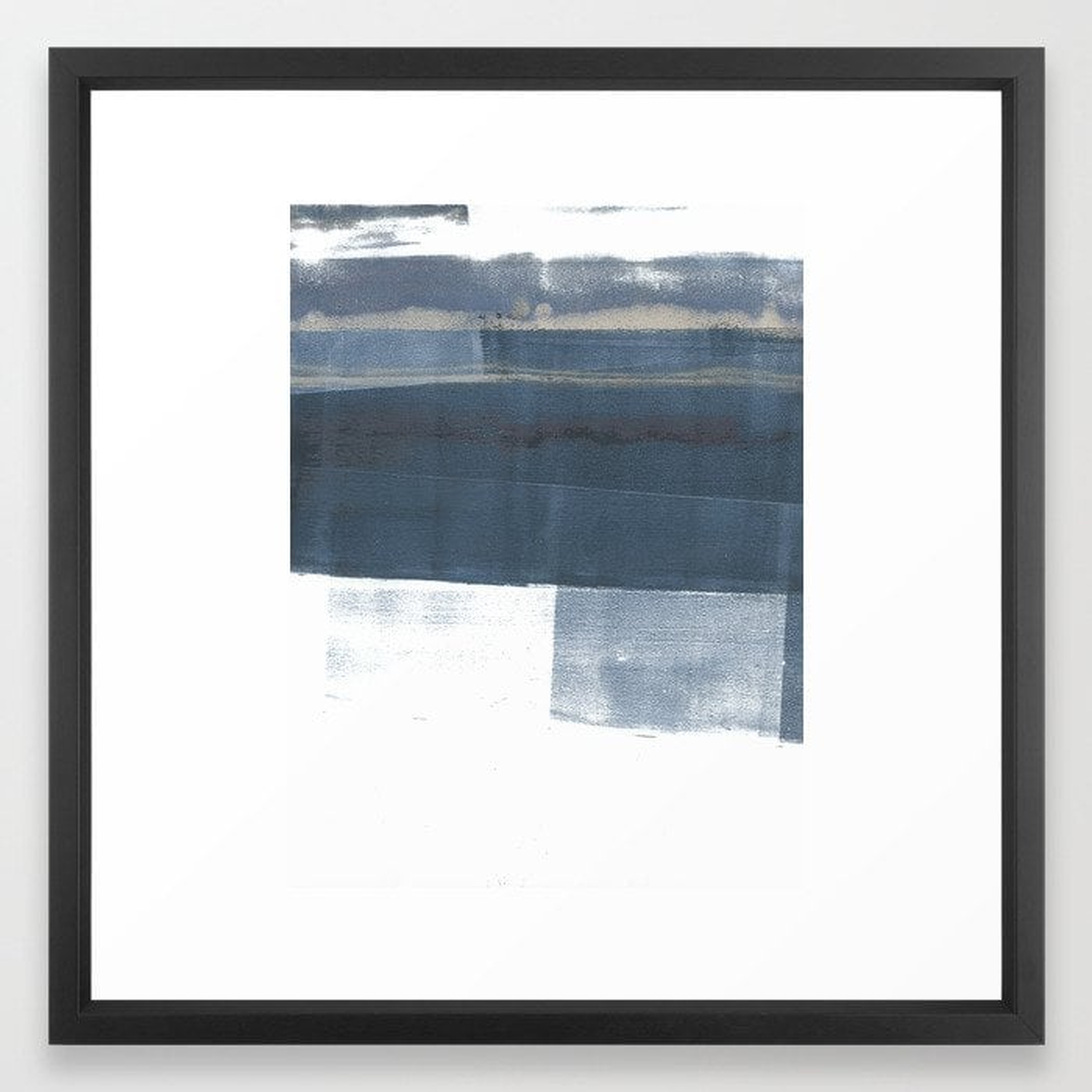 Blue and White Minimalist Abstract Landscape Framed Art Print, 22" x 22", Vector black frame - Society6
