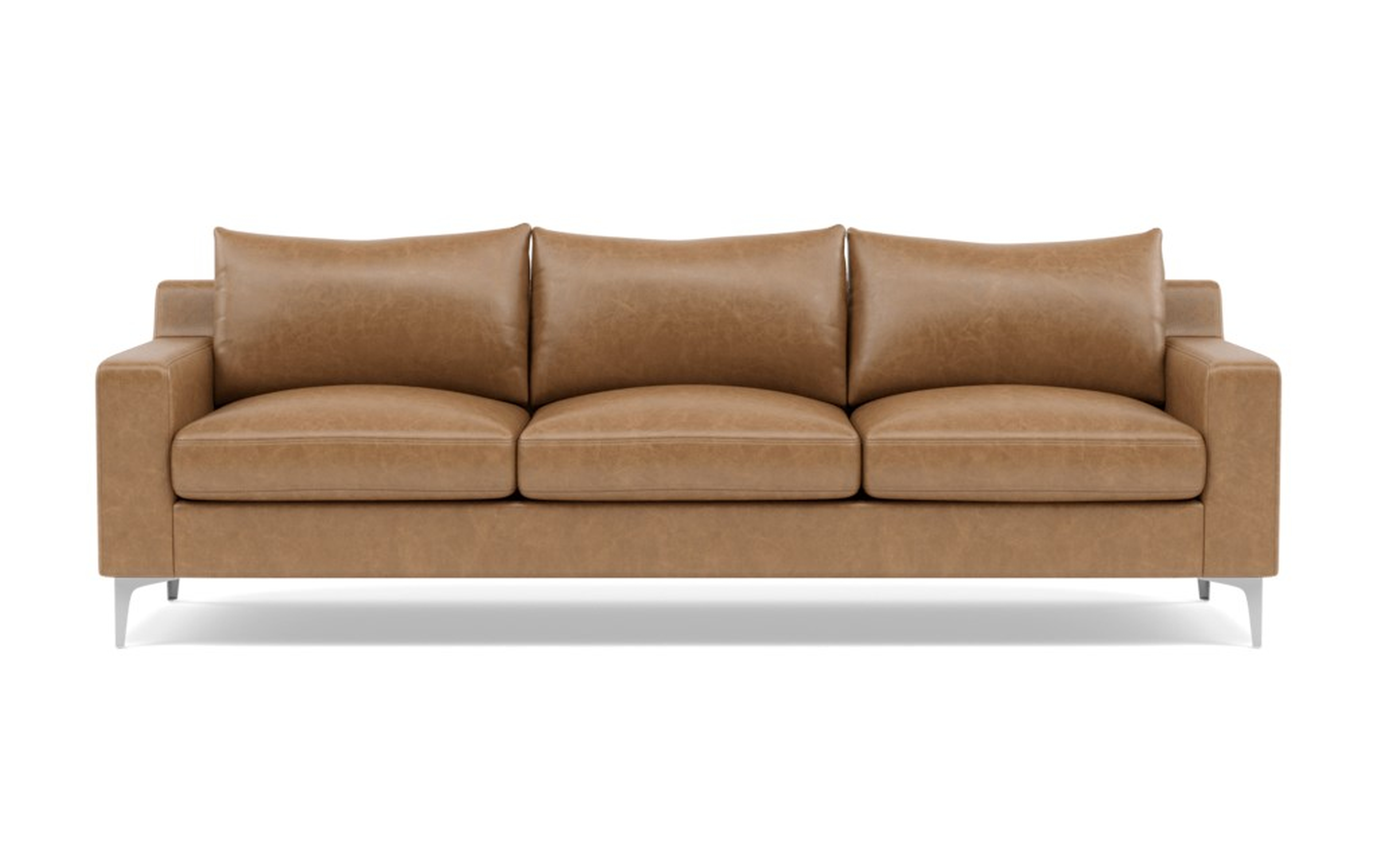 Sloan Leather Sofa with Brown Palomino Leather and chrome plated legs - Interior Define