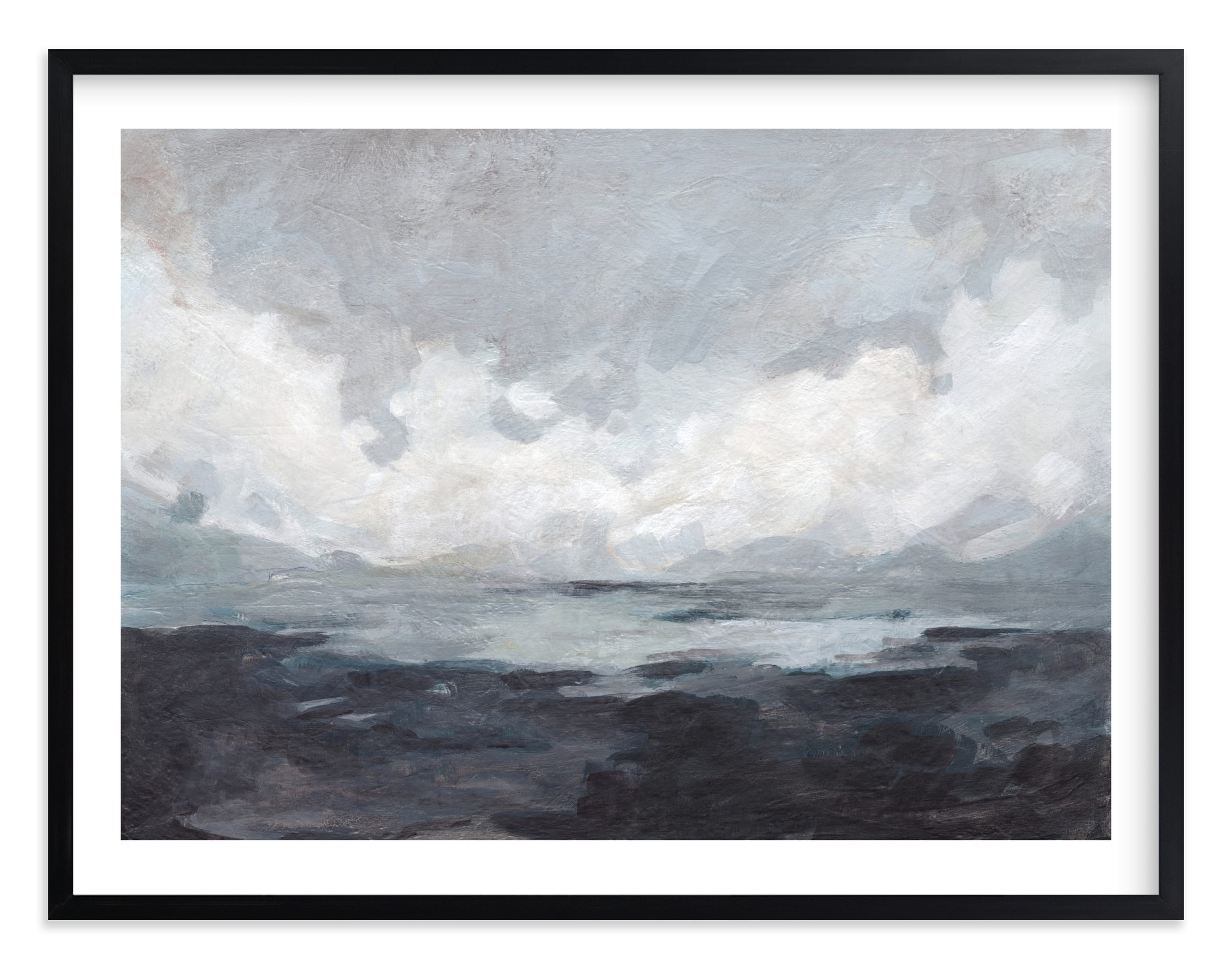 Custom Winter Bluff by Lorent and Leif with Standard Borders/Matting & White Wood Frame - 54"x40" - Minted