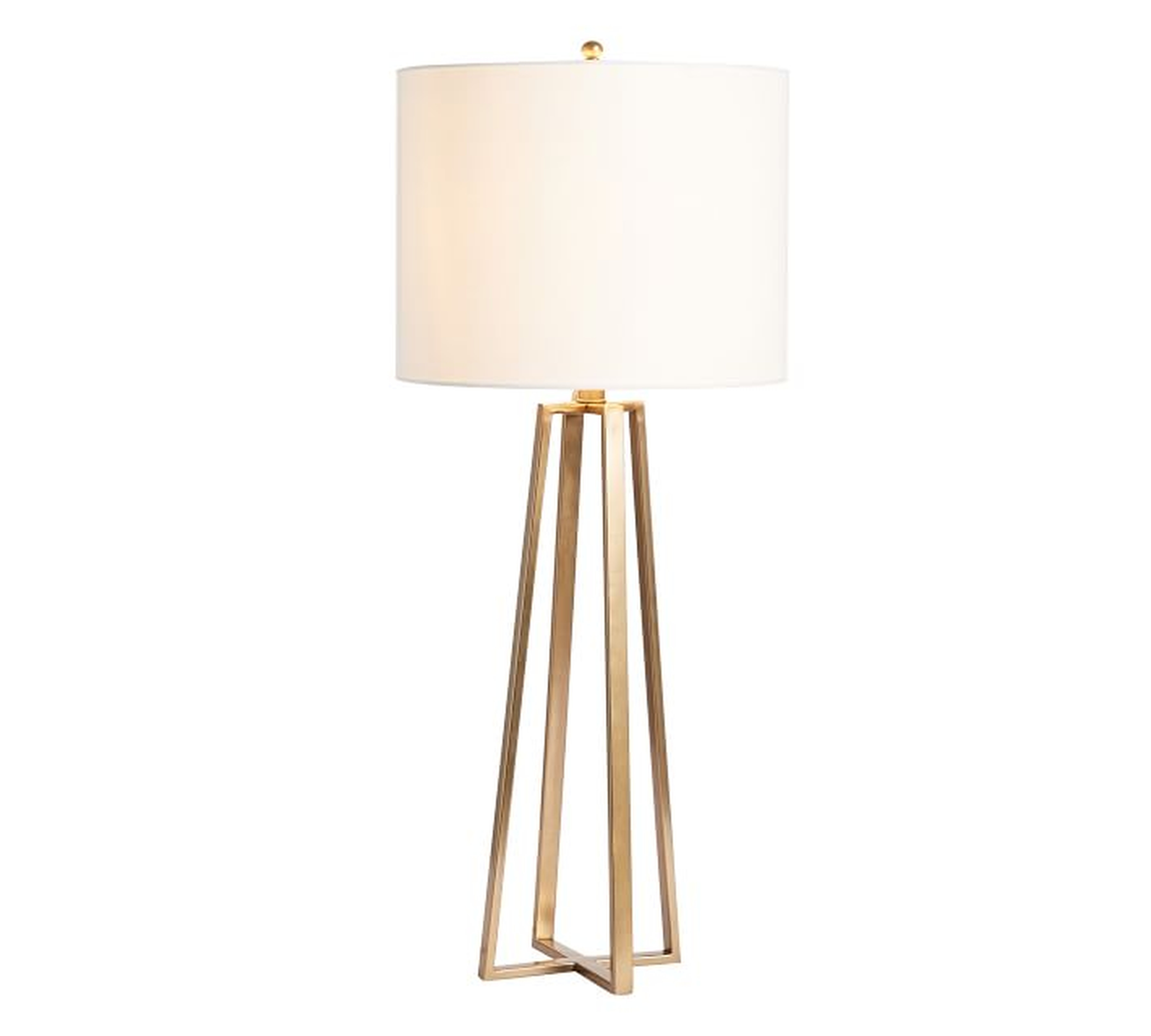 Carter Table Lamp, Champange Brass with Ivory Shade - Pottery Barn