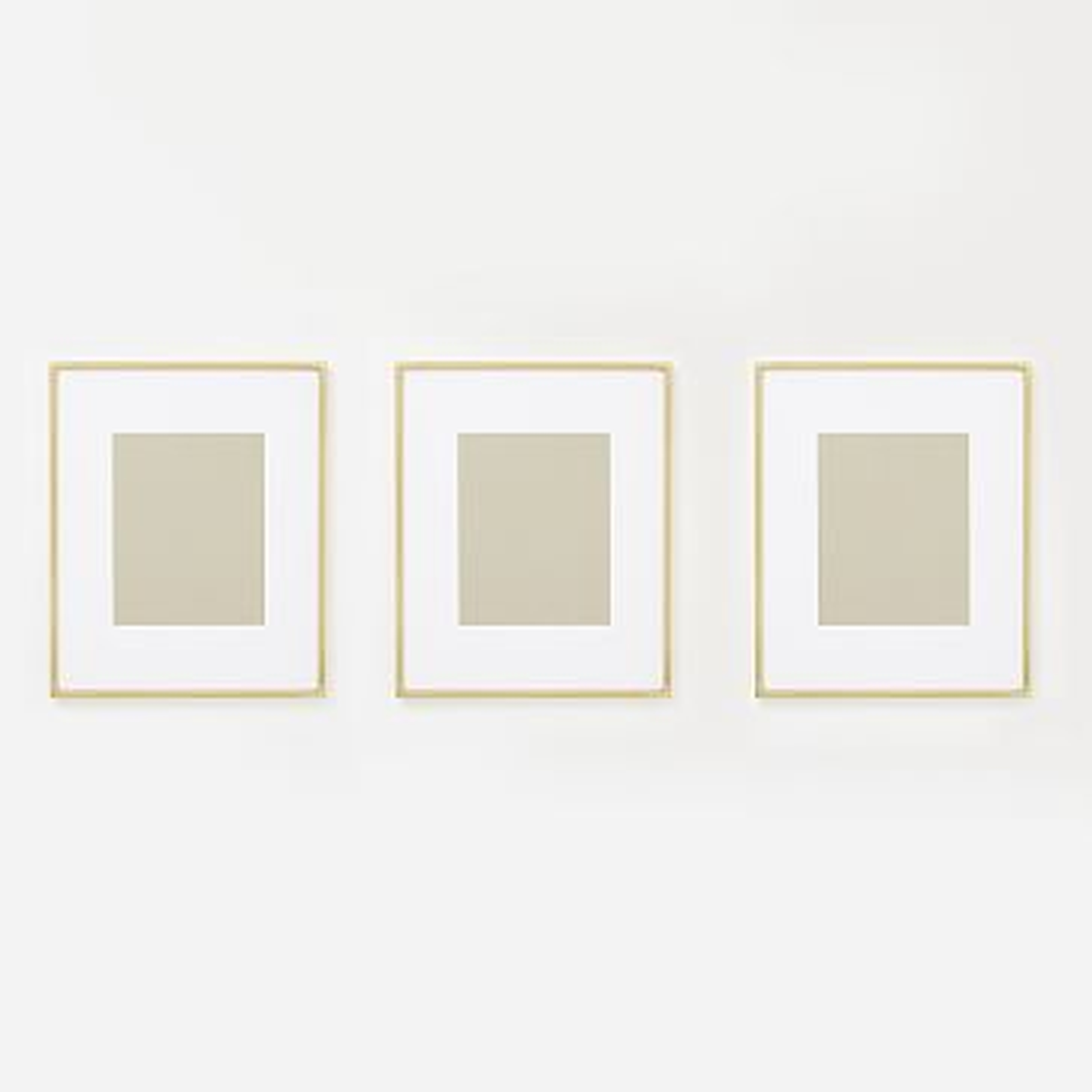 Gallery Frame, Polished Brass, Set of 3, 8" x 10" (13" x 16" without mat) - West Elm