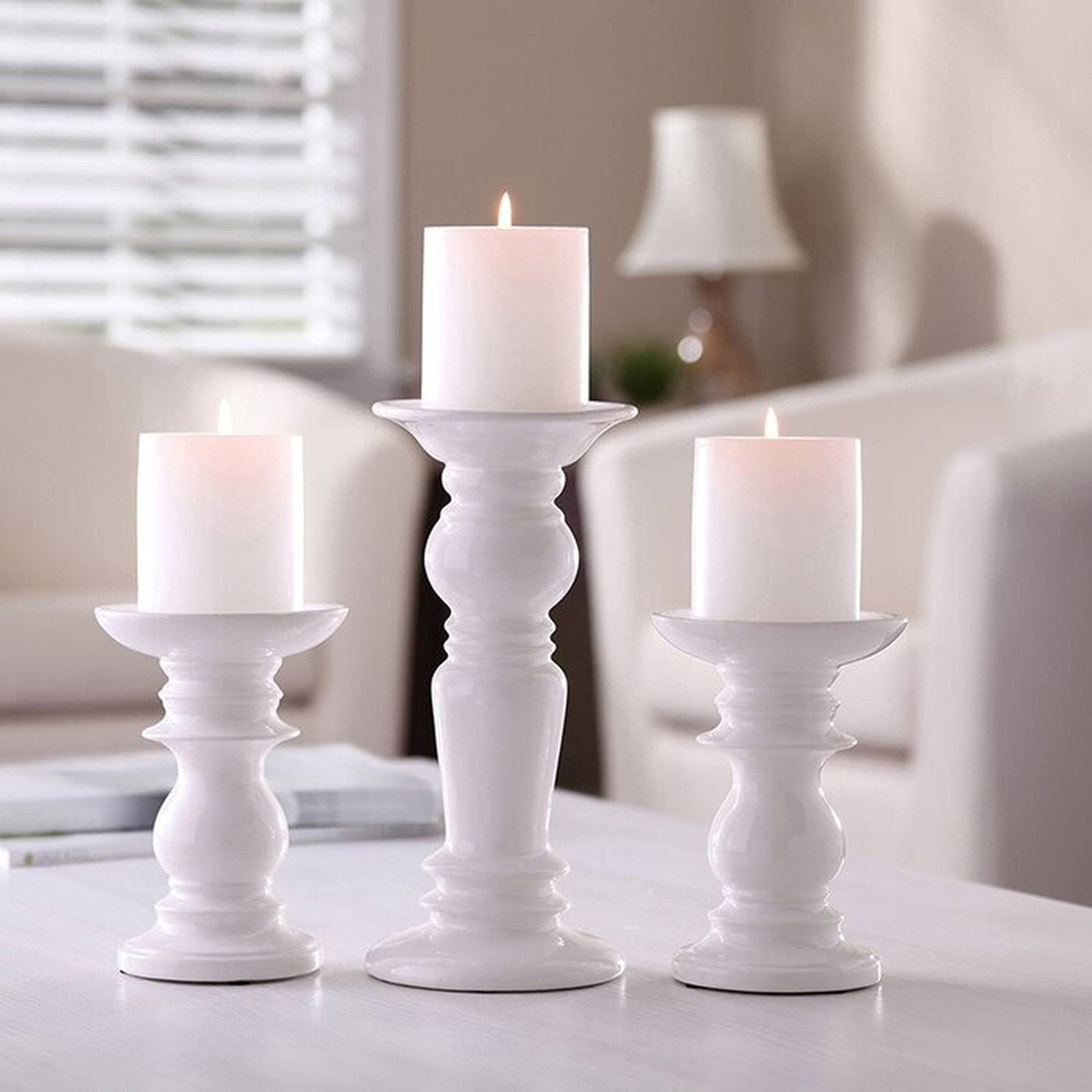 3 Piece Porcelain Tabletop Candlestick Set - Wayfair