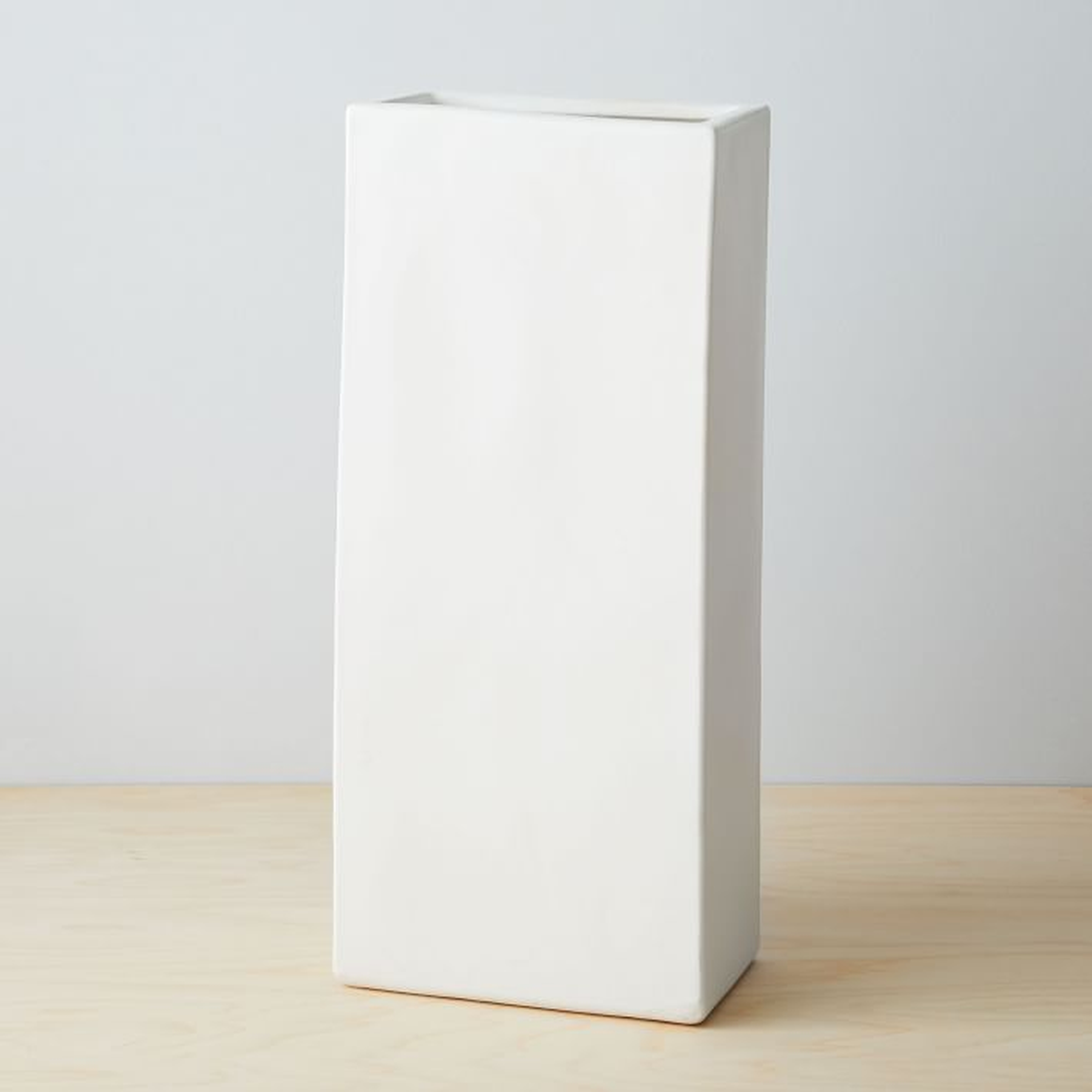 Pure White Ceramic Vase, Tall Rectangle, White - West Elm