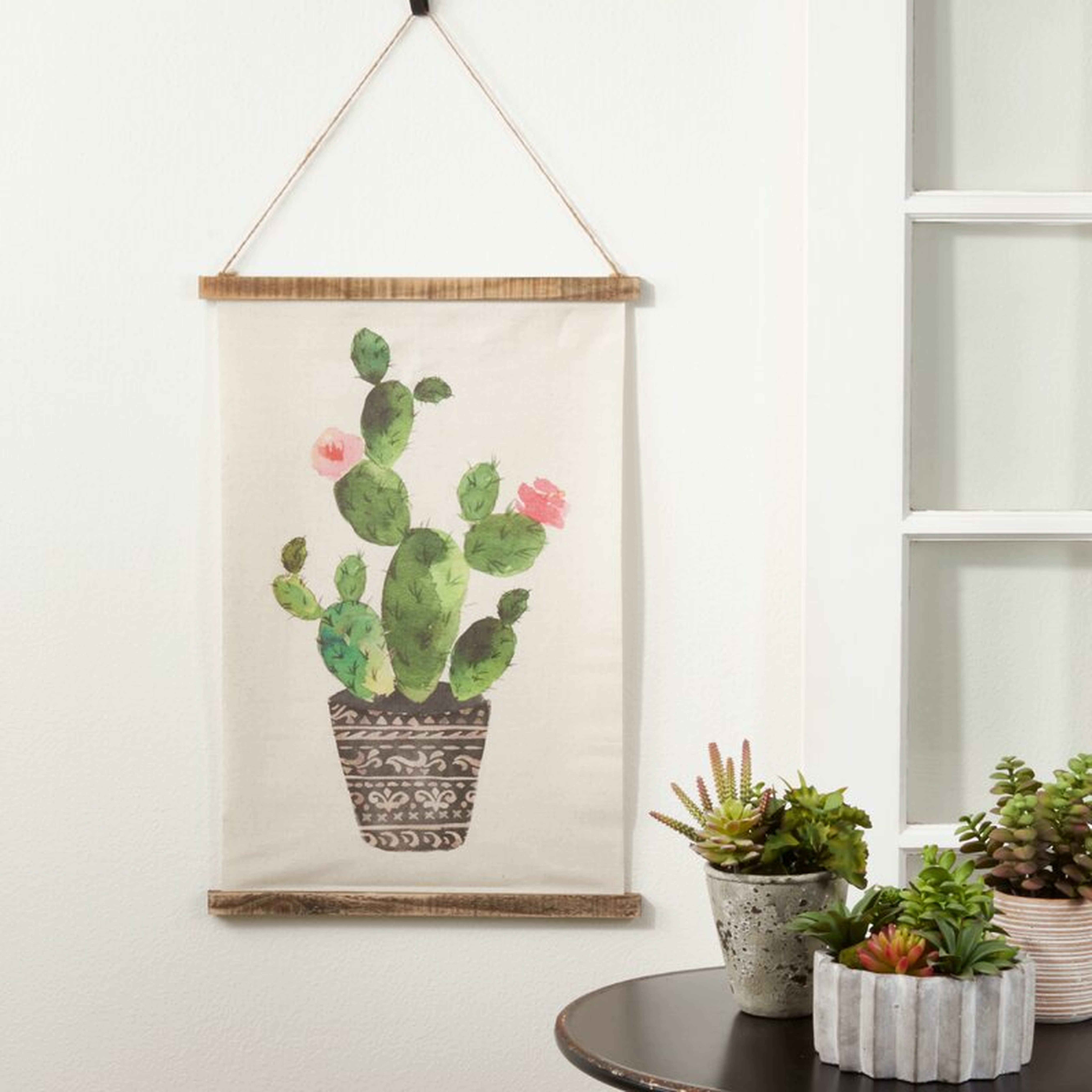 Linen Cactus Design Tapestry with Rod Included - Wayfair