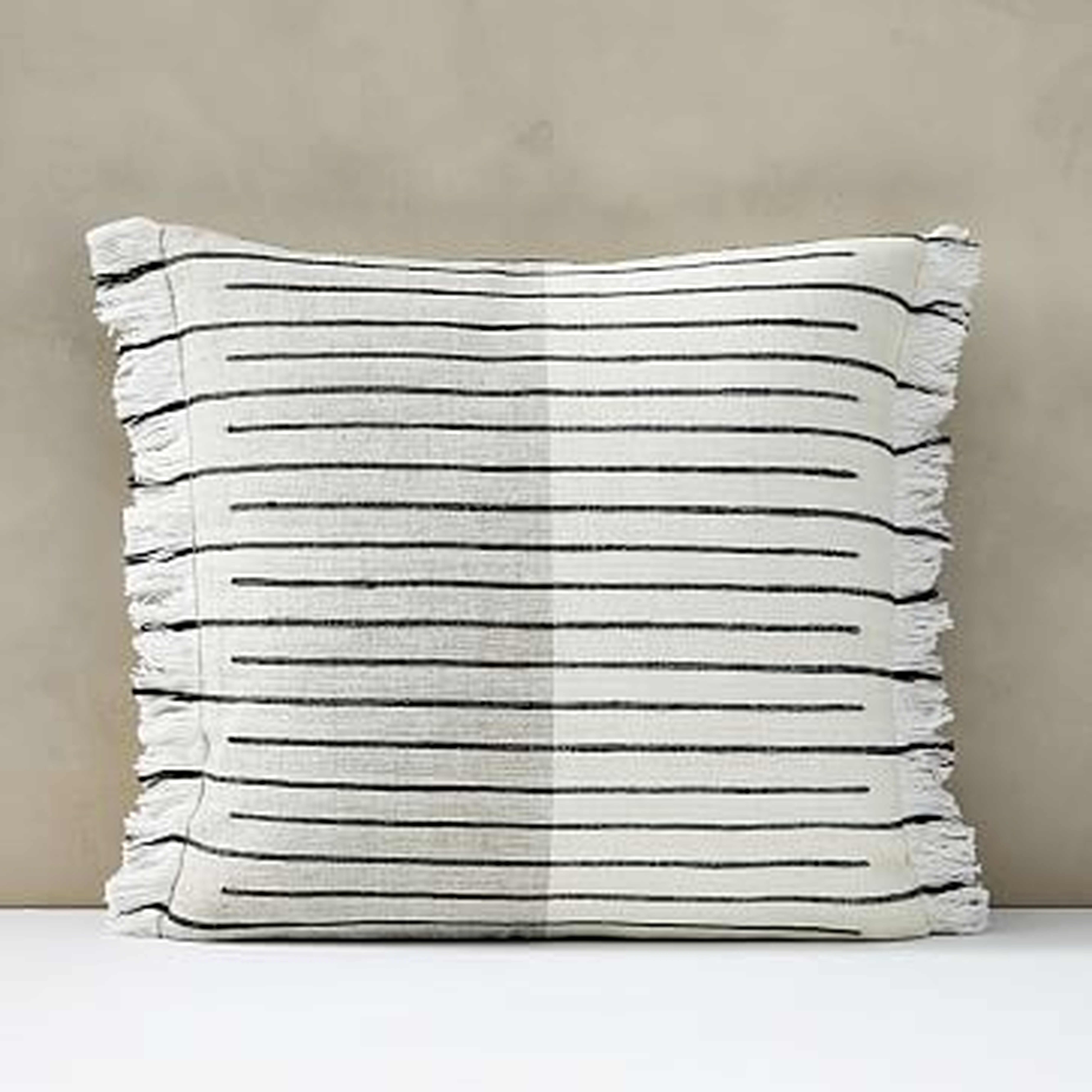 Cotton Silk Broken Stripe Pillow Cover, Set of 2, 20"x20", Stone White - West Elm